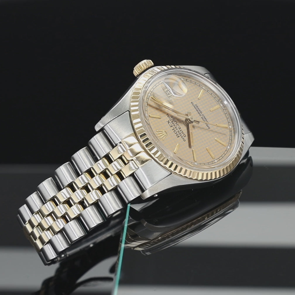 Rolex Datejust 16013 Steel and Yellow Gold Houndstooth Dial