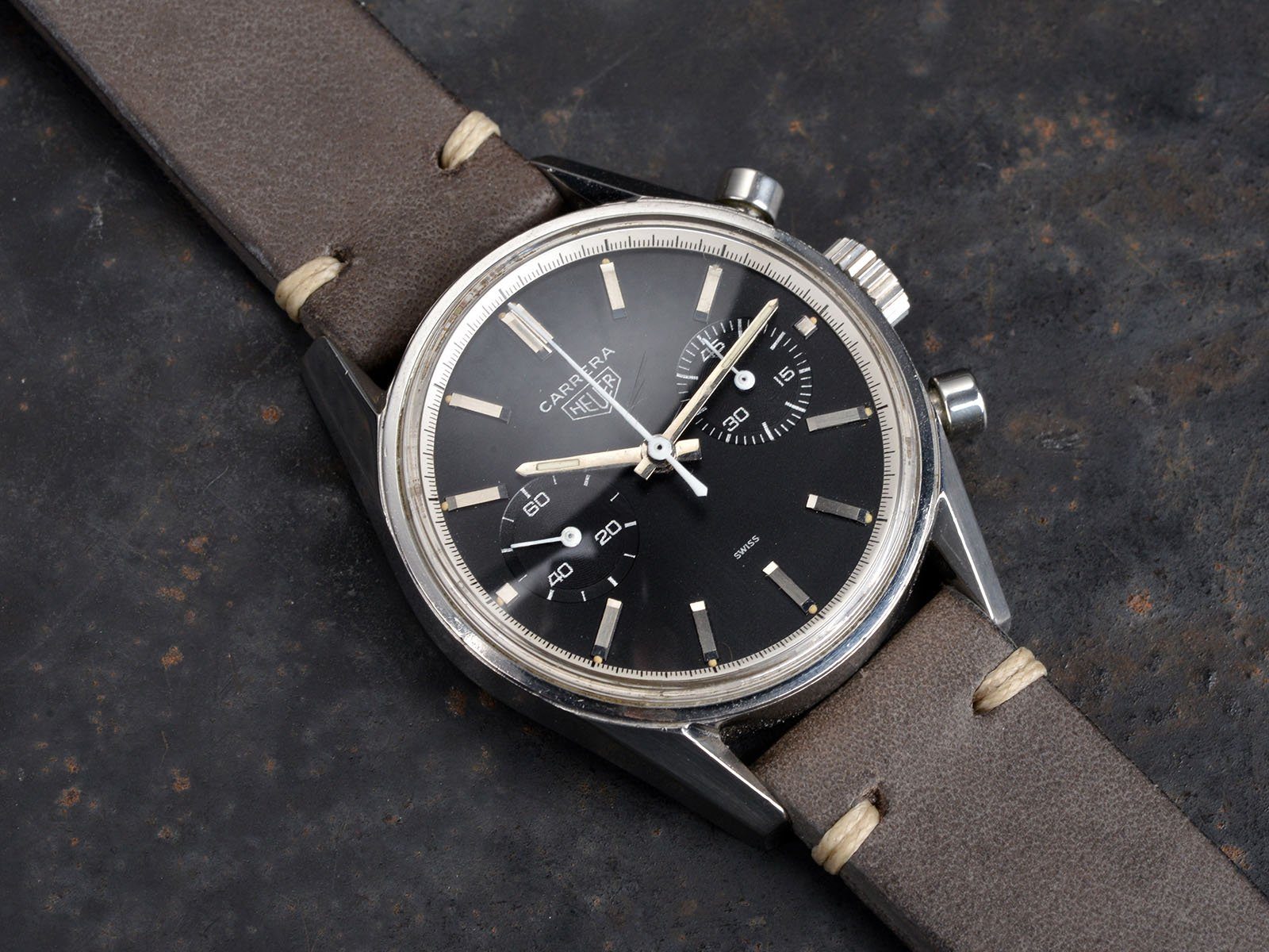 VINTAGE HEUER CARRERA 3647N BLACK DIAL