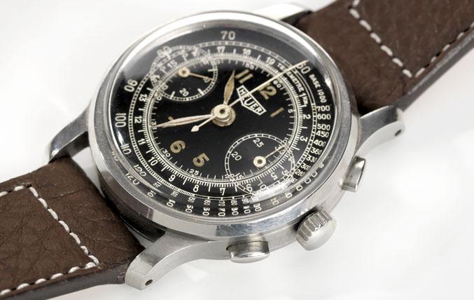 Heuer Chrono Ref 2403 1930s Dual Scale Gilt 