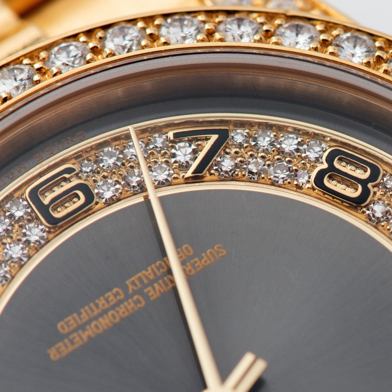 Rolex Day Date 18388 Grey Dial Diamond Bezel and Case