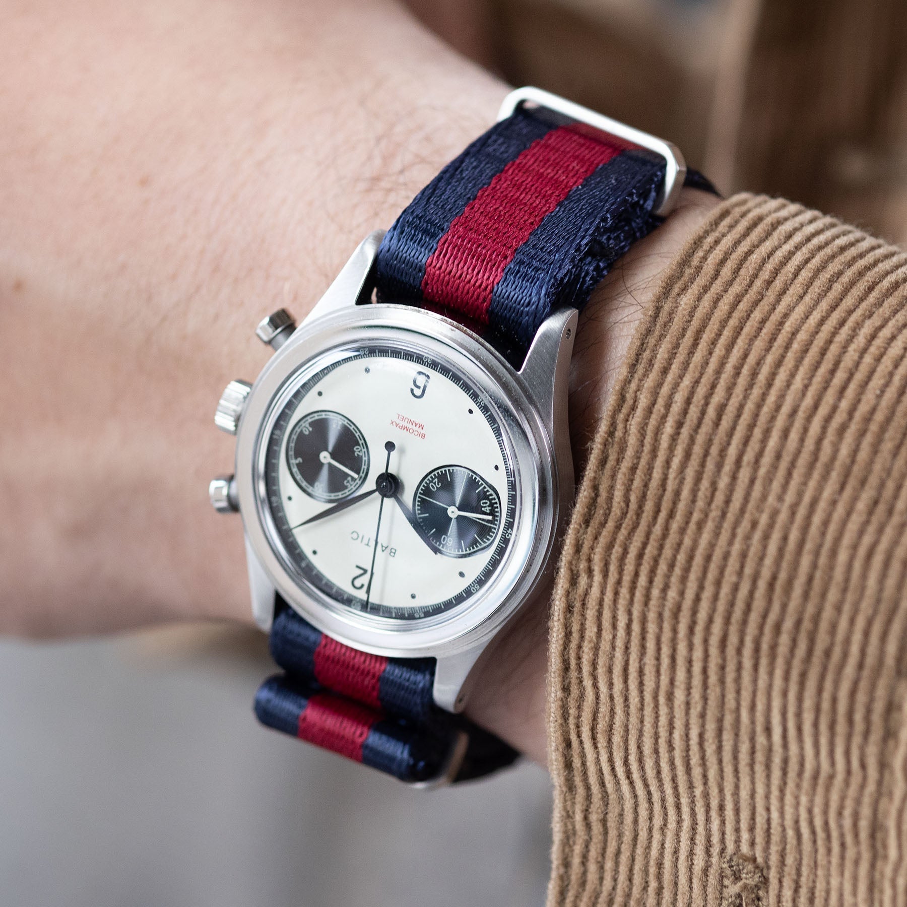 Deluxe Nylon Nato Watch Strap Navy Red