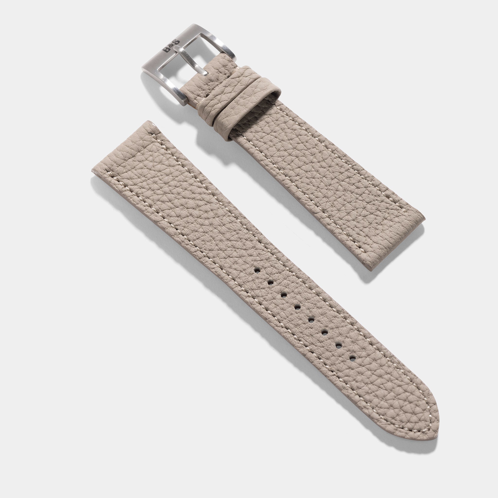 Togo Light Grey Tonal Leather Watch Strap