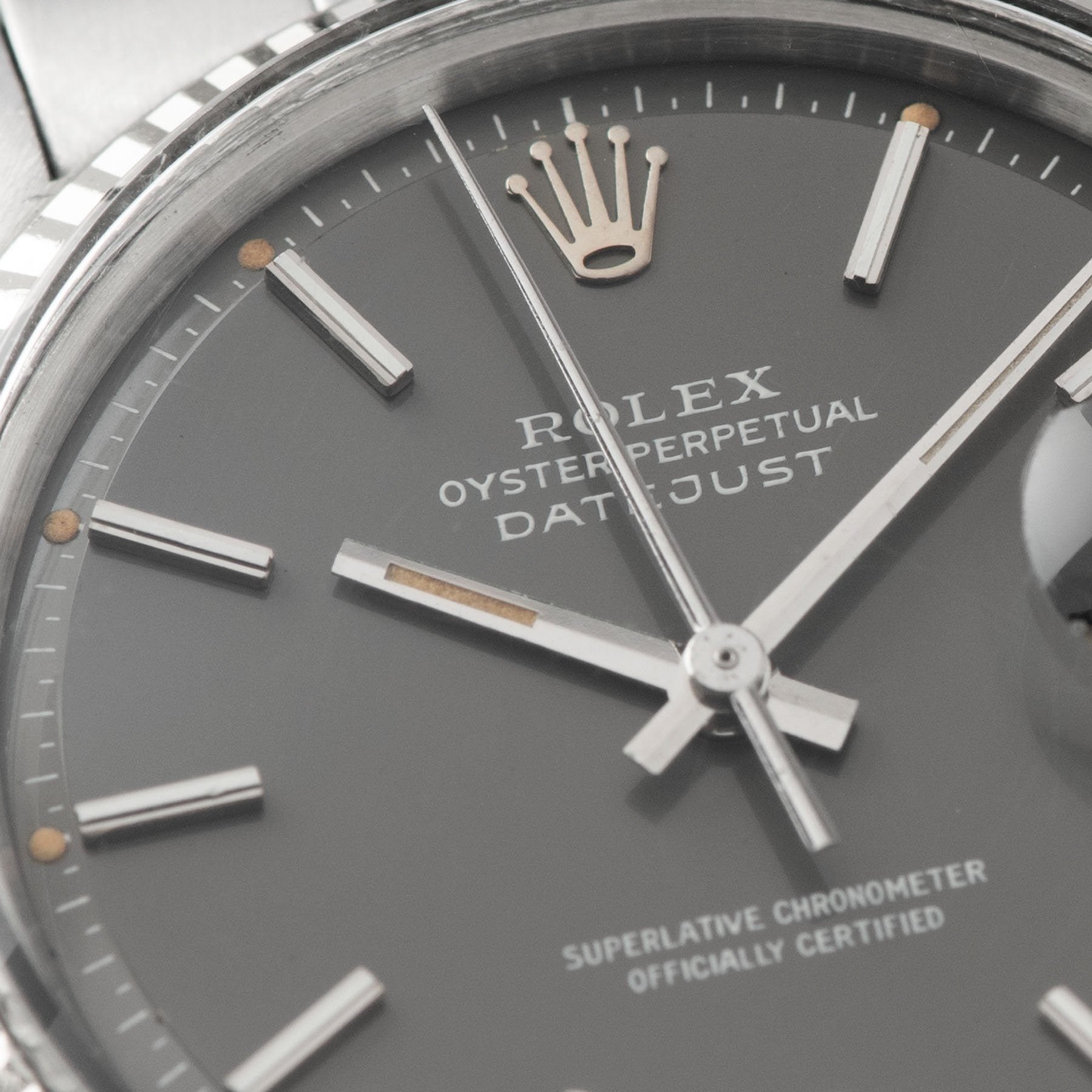 Rolex Datejust 1601 Grey Pie Pan Dial 