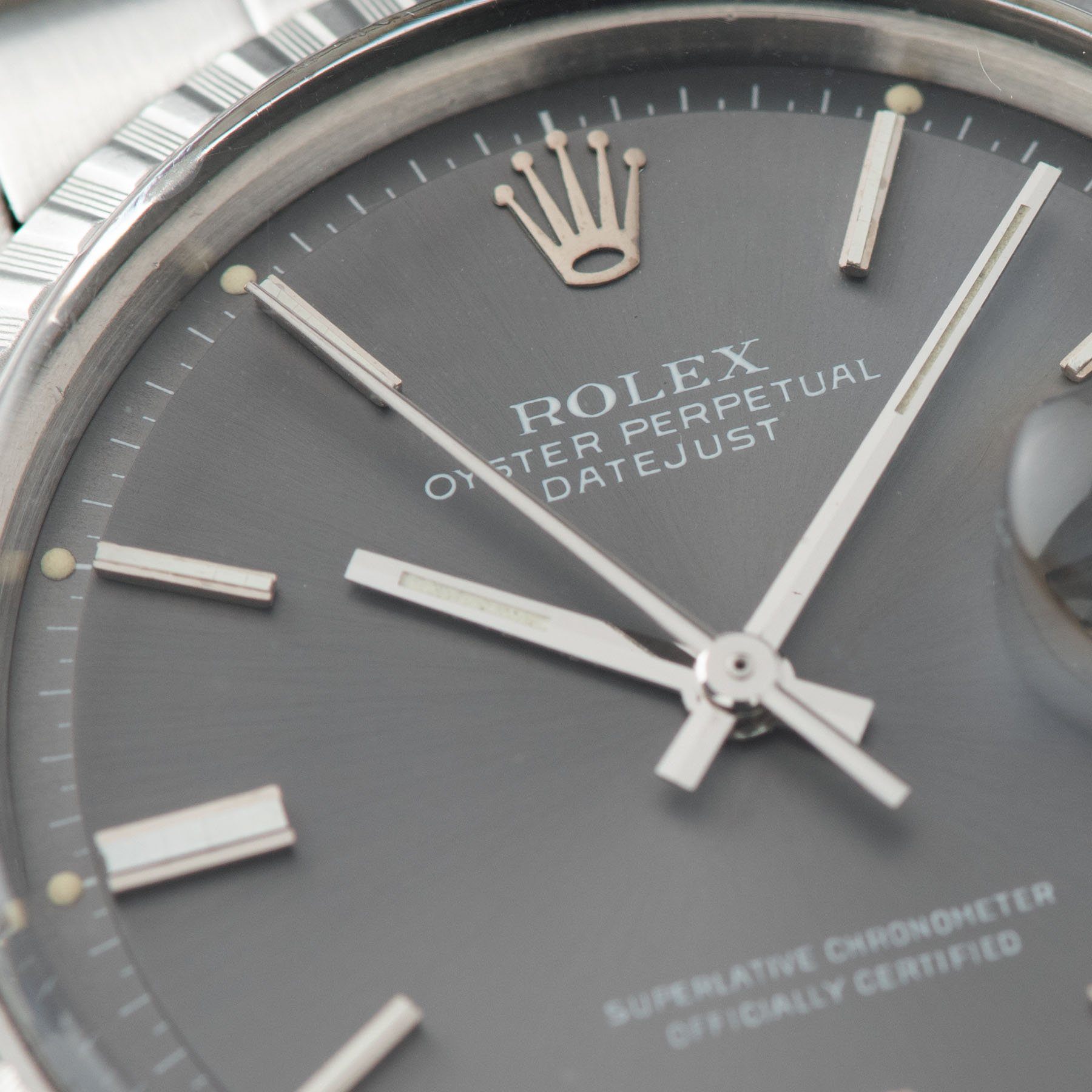 Rolex Datejust 1603 Grey Pie Pan Dial 