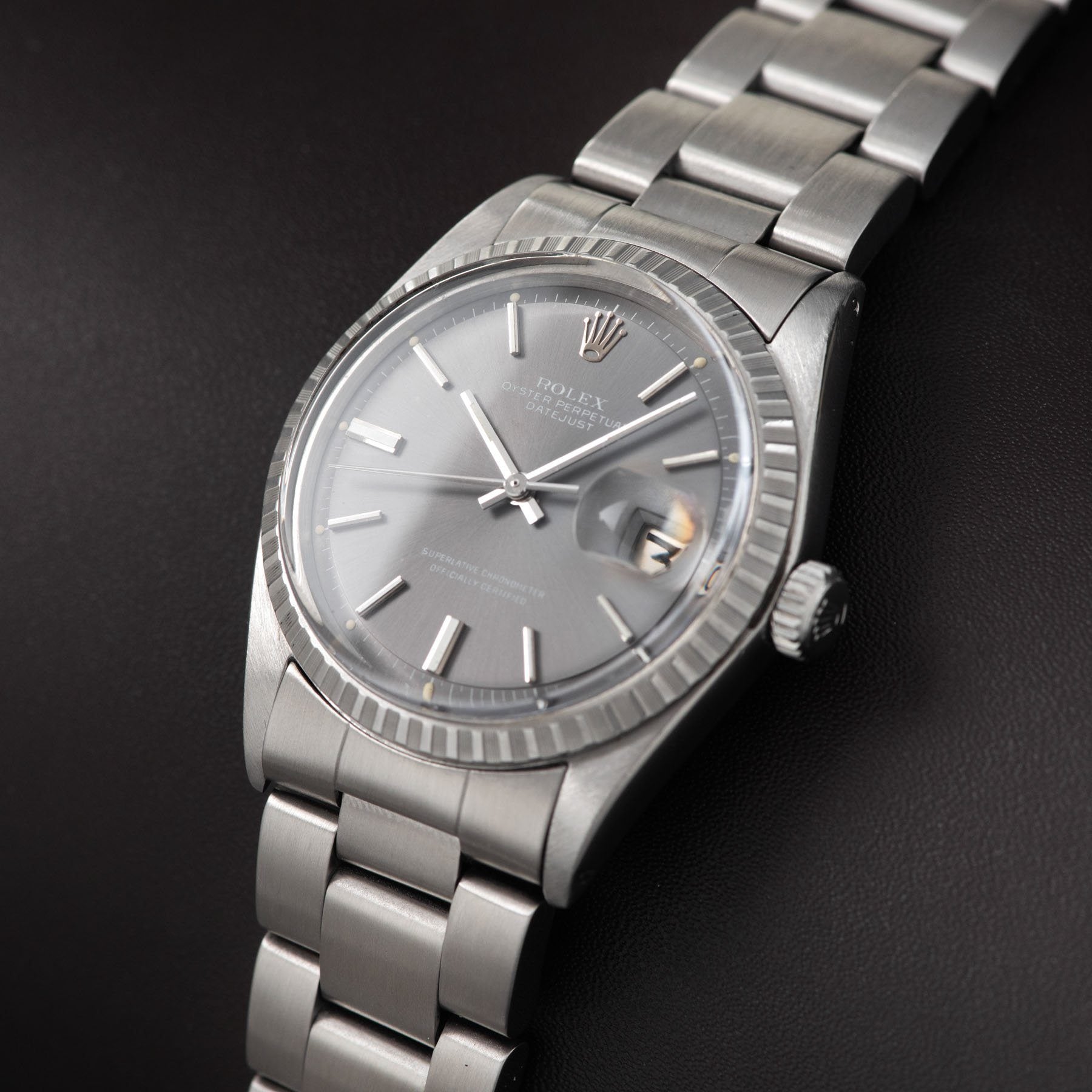 Rolex Datejust 1603 Grey Pie Pan Dial 