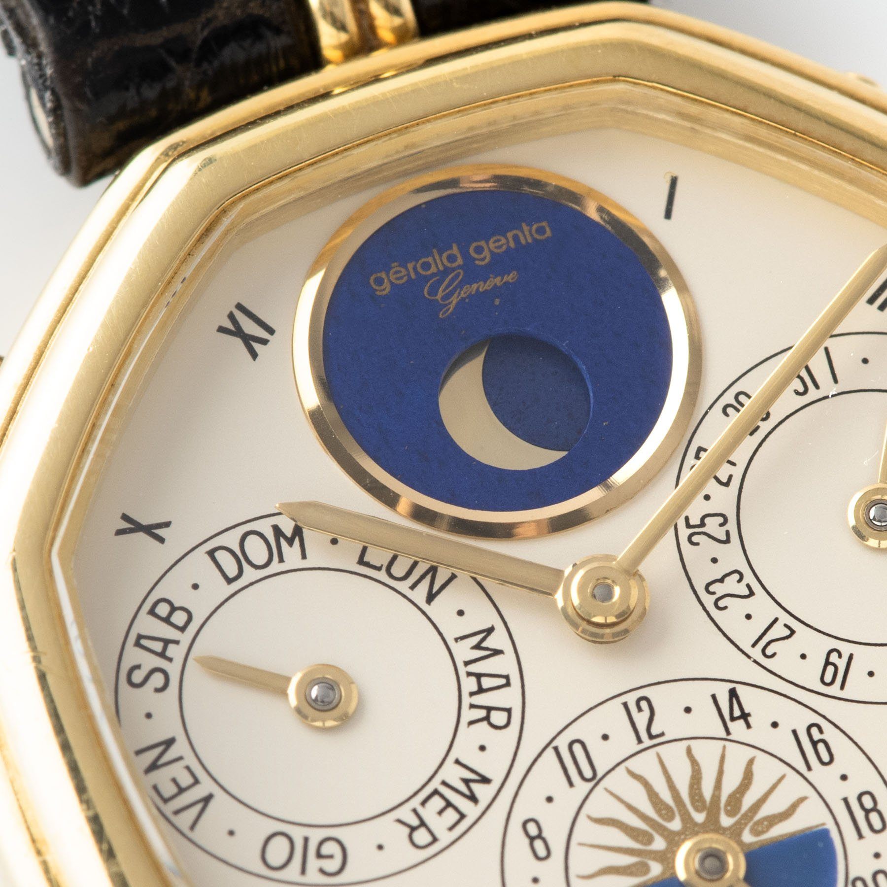 Gerald Genta “Succes “Day Date Moon Phase Ref 2747 Cream dial with moon phase cut out