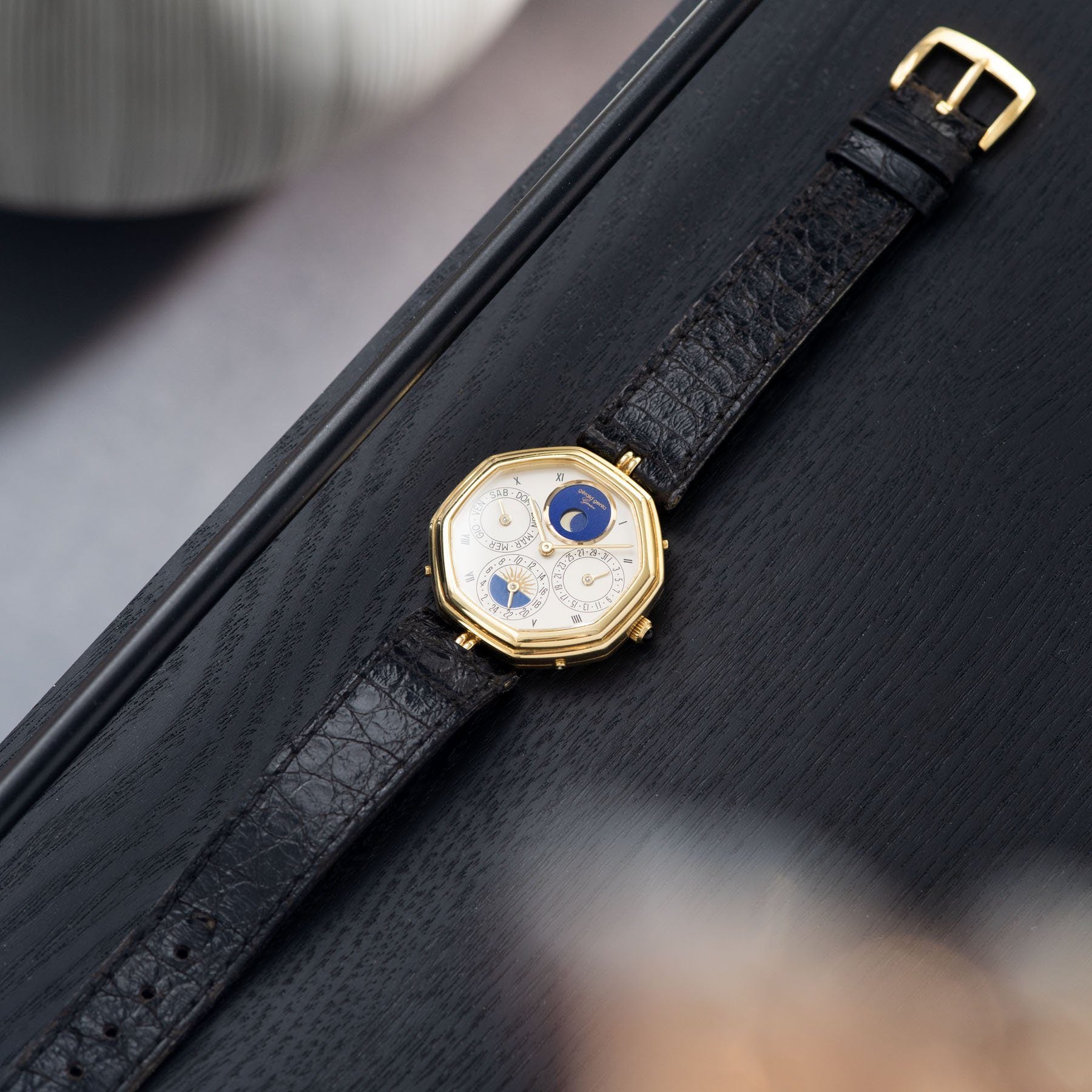 Gerald Genta “Succes “Day Date Moon Phase Ref 2747 with Original leather strap