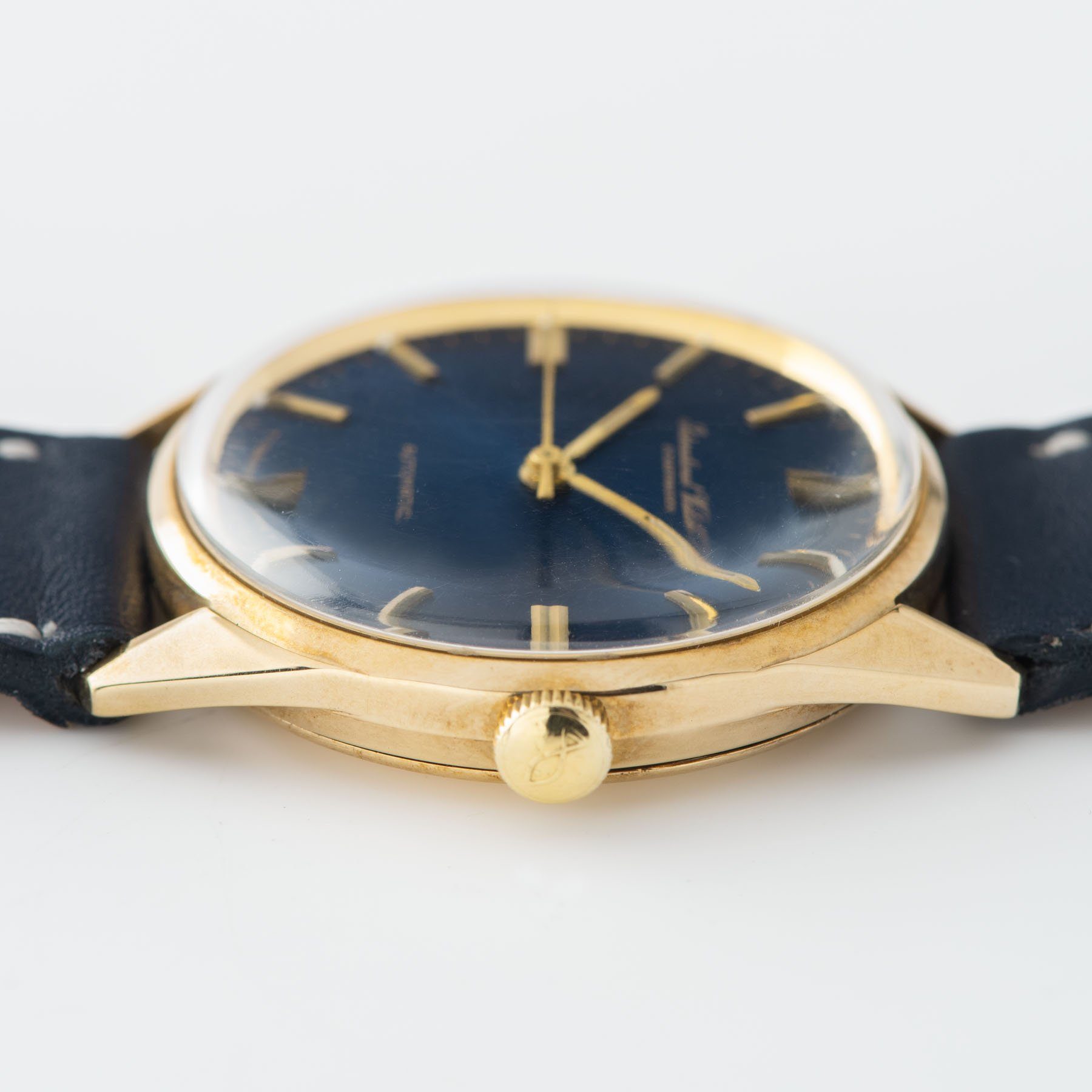 IWC Yellow Gold Dress Watch Blue Soleil Dial 