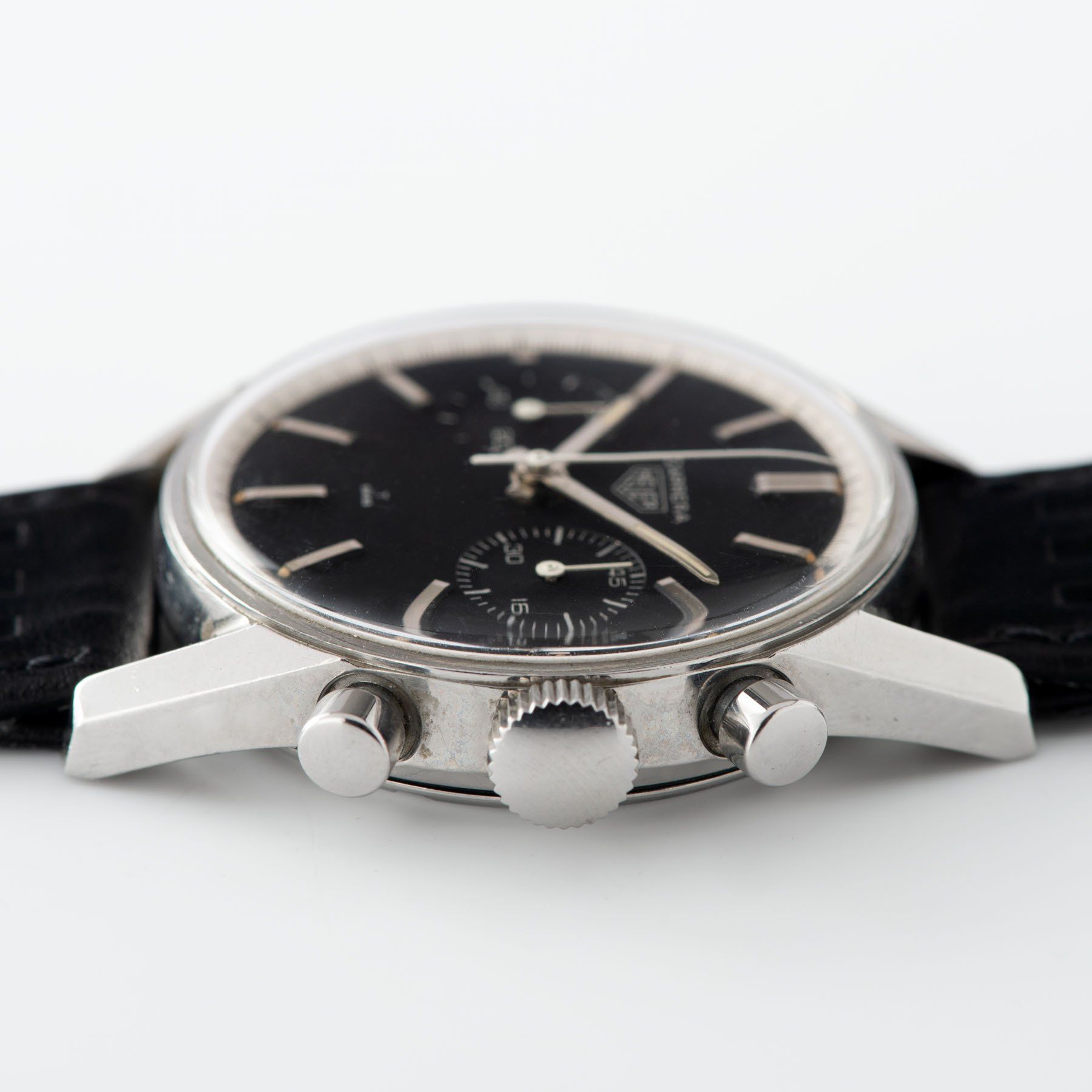 Heuer Carrera Ref 3647 Black Dial Silver Print
