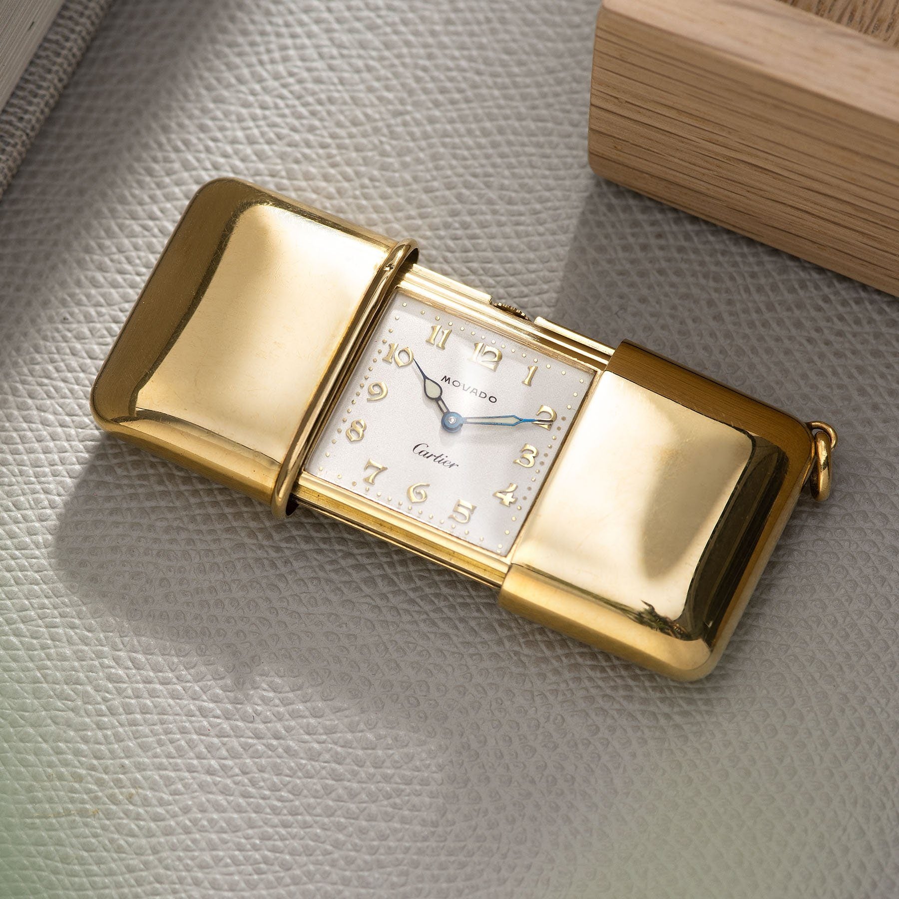 Movado x Cartier Ermeto Travel Watch in 18 k Gold 