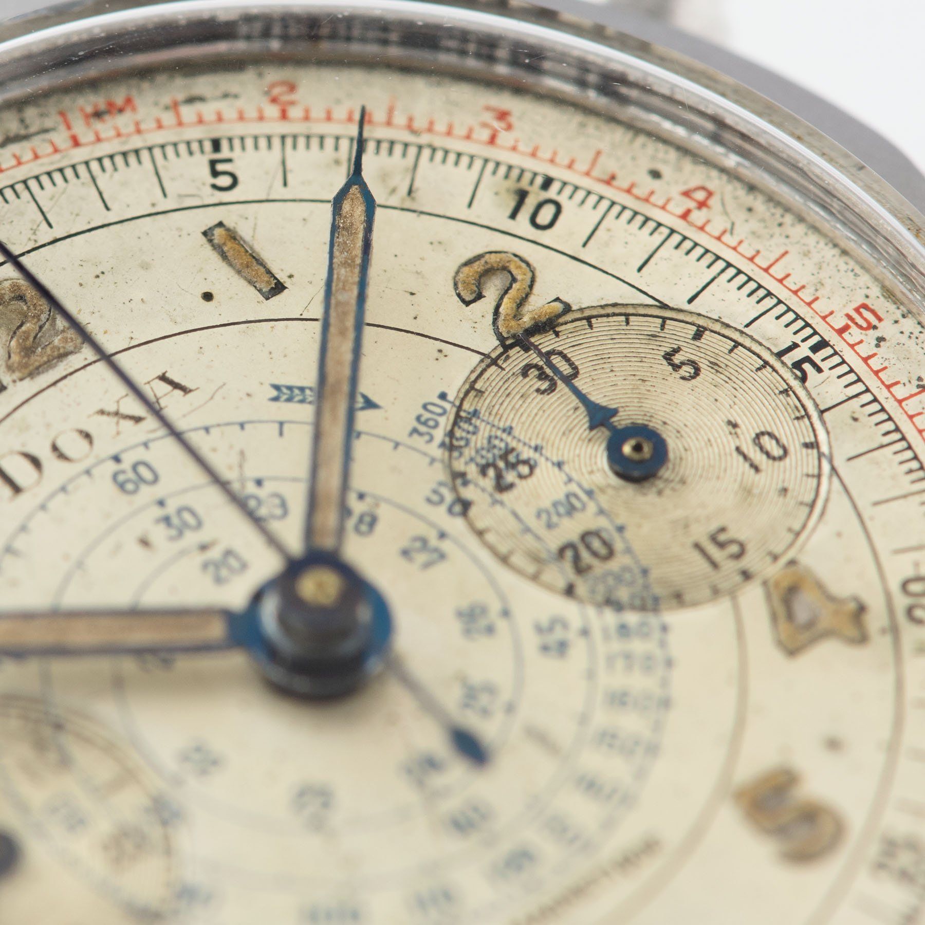 Doxa Multi Scale Steel Spillman Case Chronograph with with radium Arabic numbers