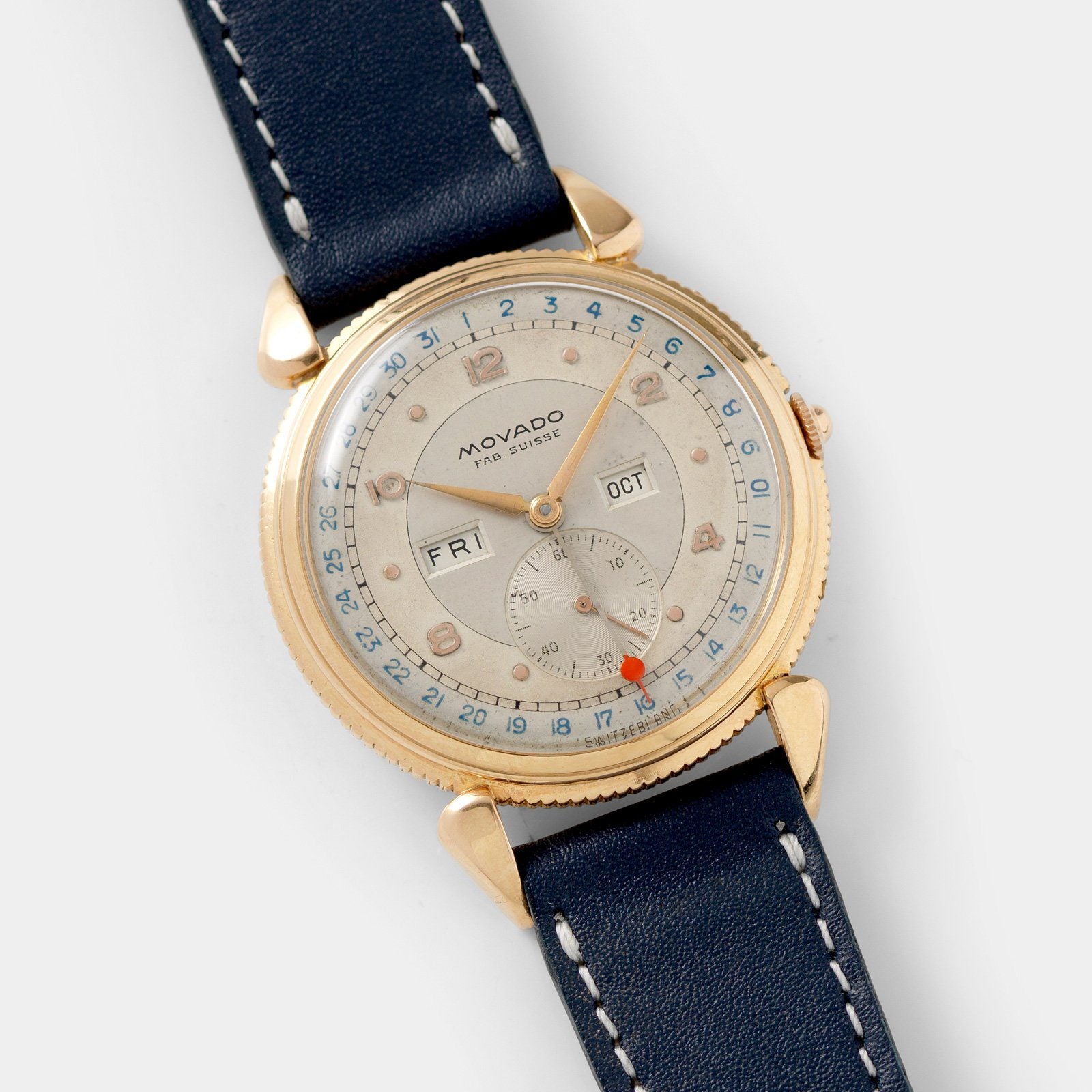Movado Triple Calendar Pink Gold Dress Watch  