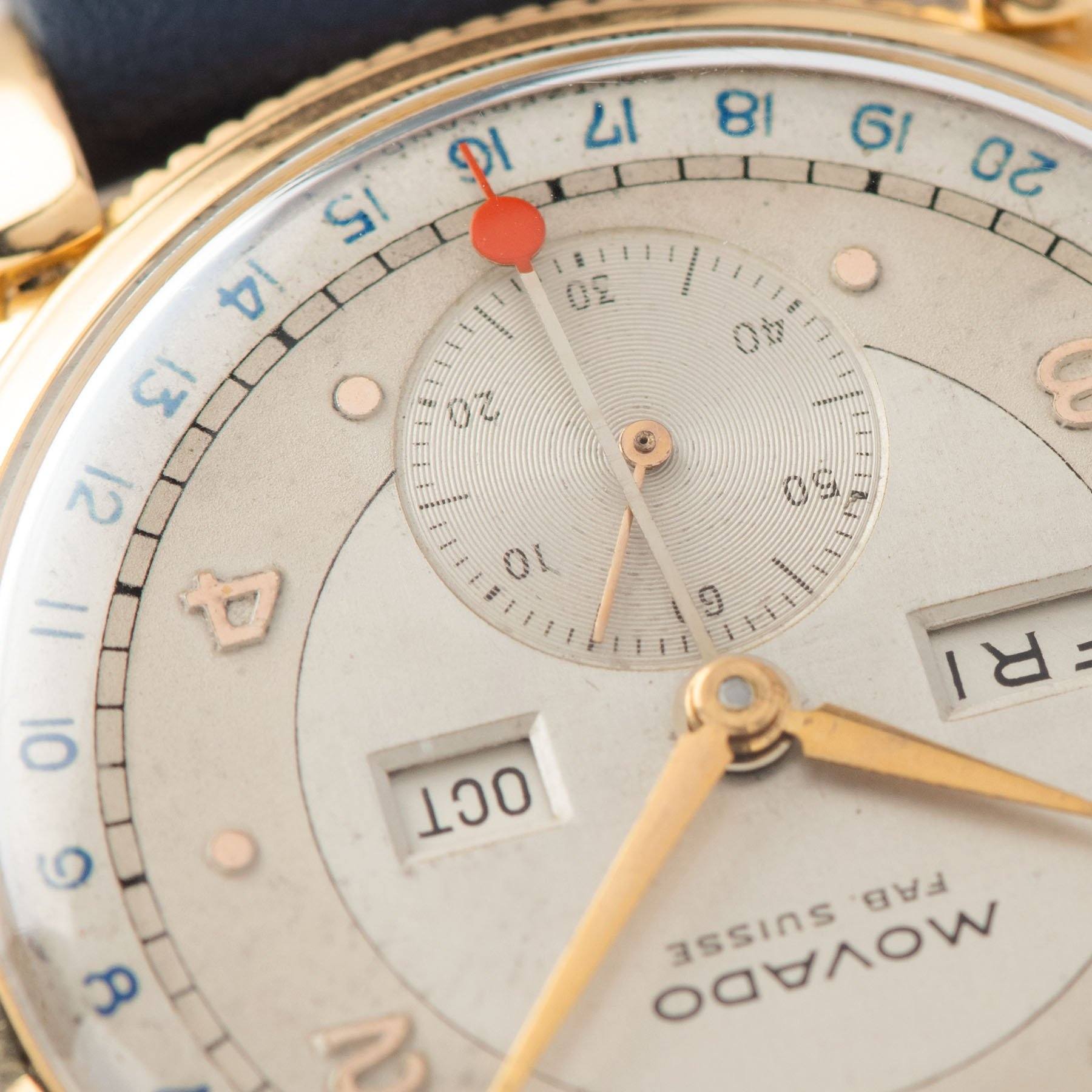 Movado Triple Calendar Pink Gold Dress Watch  