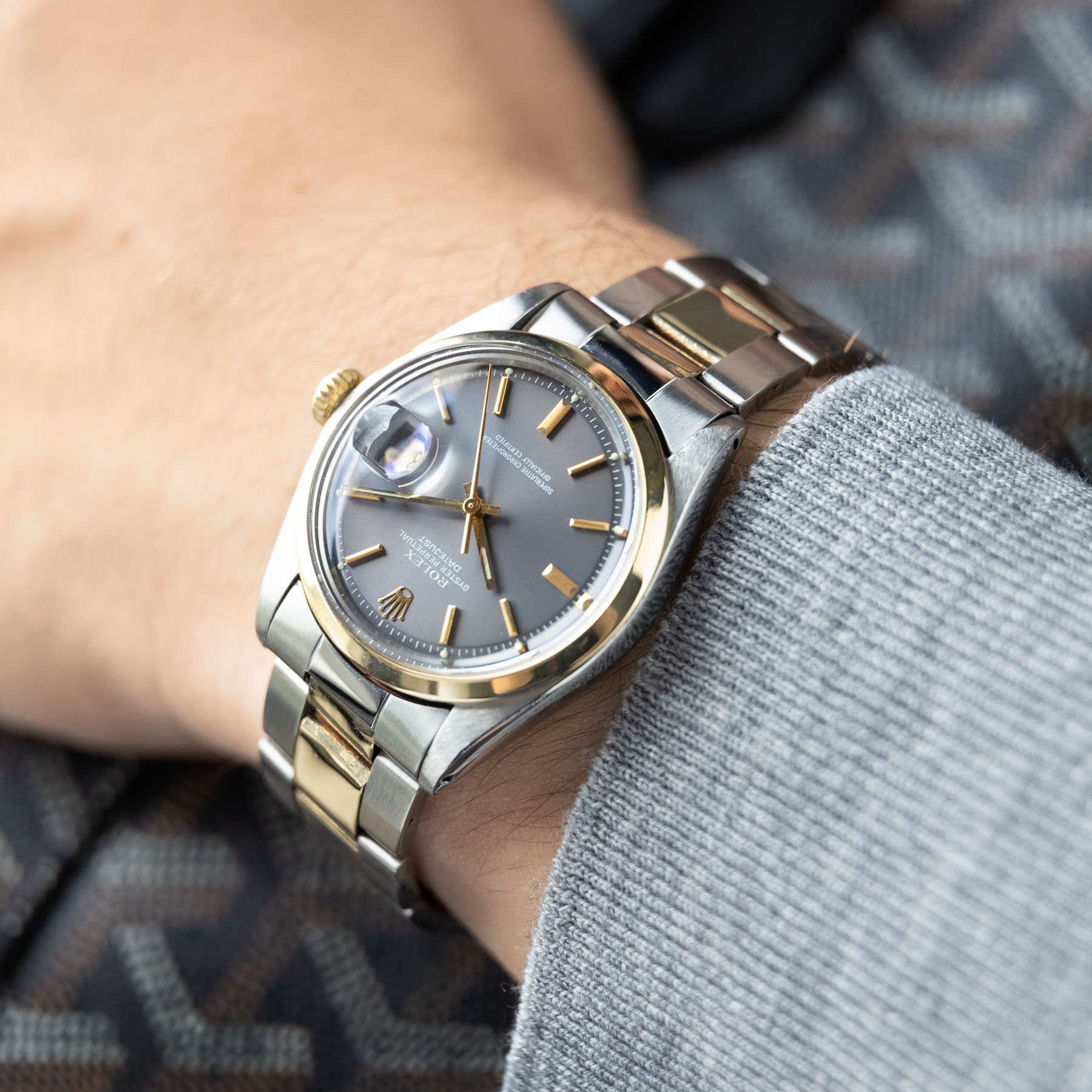 Rolex Datejust Steel and Gold Grey Dial Reference 1600 