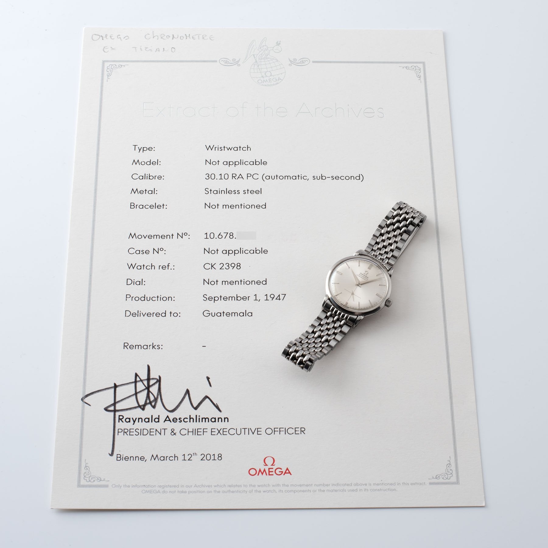 Omega Chronometer Reference 2398 Dress Watch