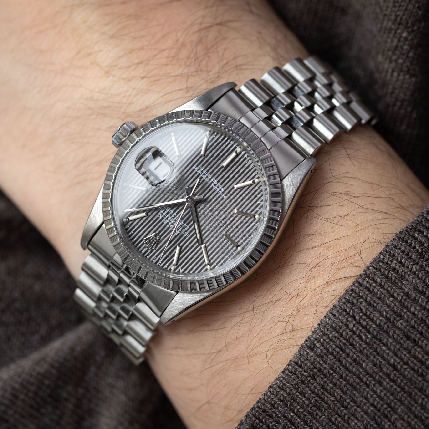 Rolex Datejust 16030 Grey Tapestry Dial 