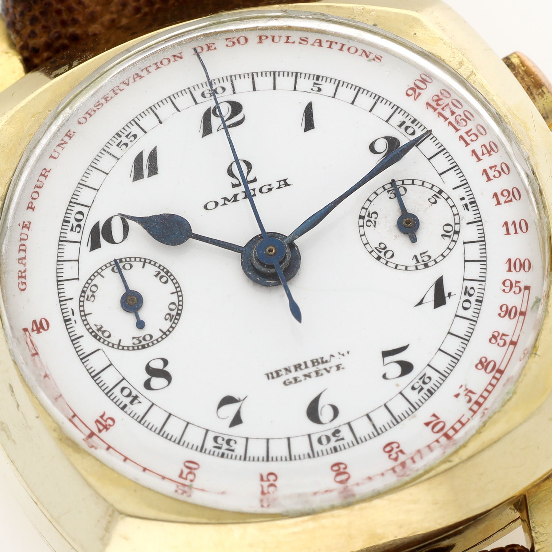 Omega Chronograph CK808 Yellow Gold Double Signed Pulsation Dial