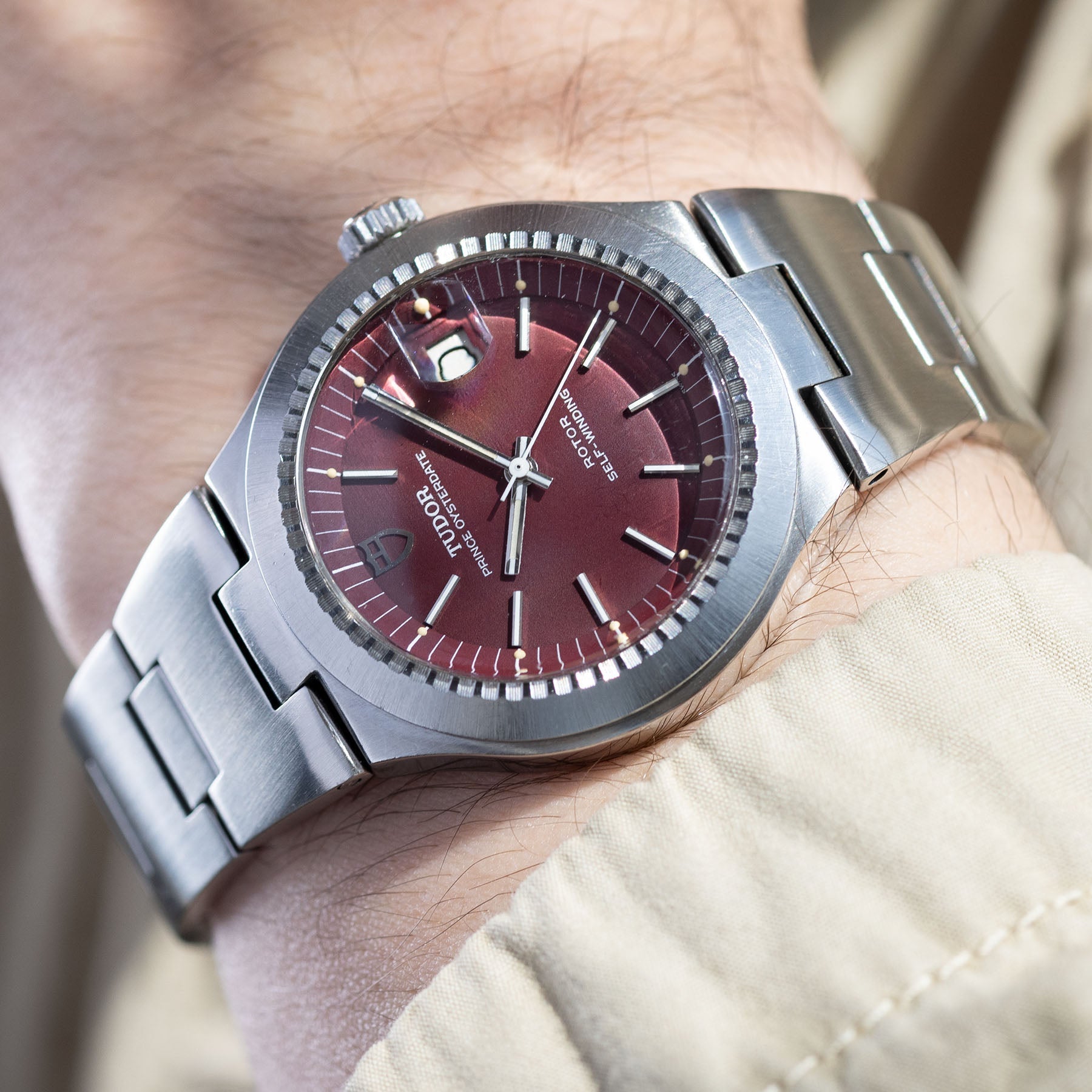 Tudor Prince Oysterdate 9121/0 Burgundy Dial with Papers 