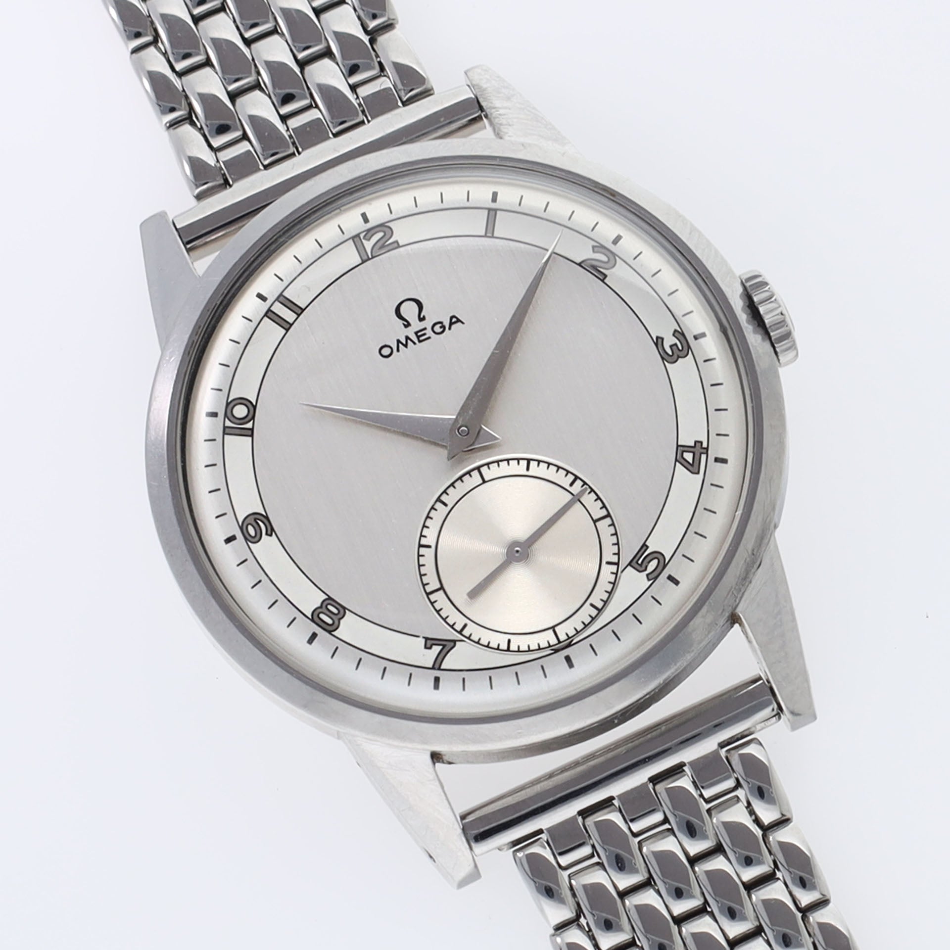 Omega 2272 2 Oversize Steel Dress Watch Two Tone Dial