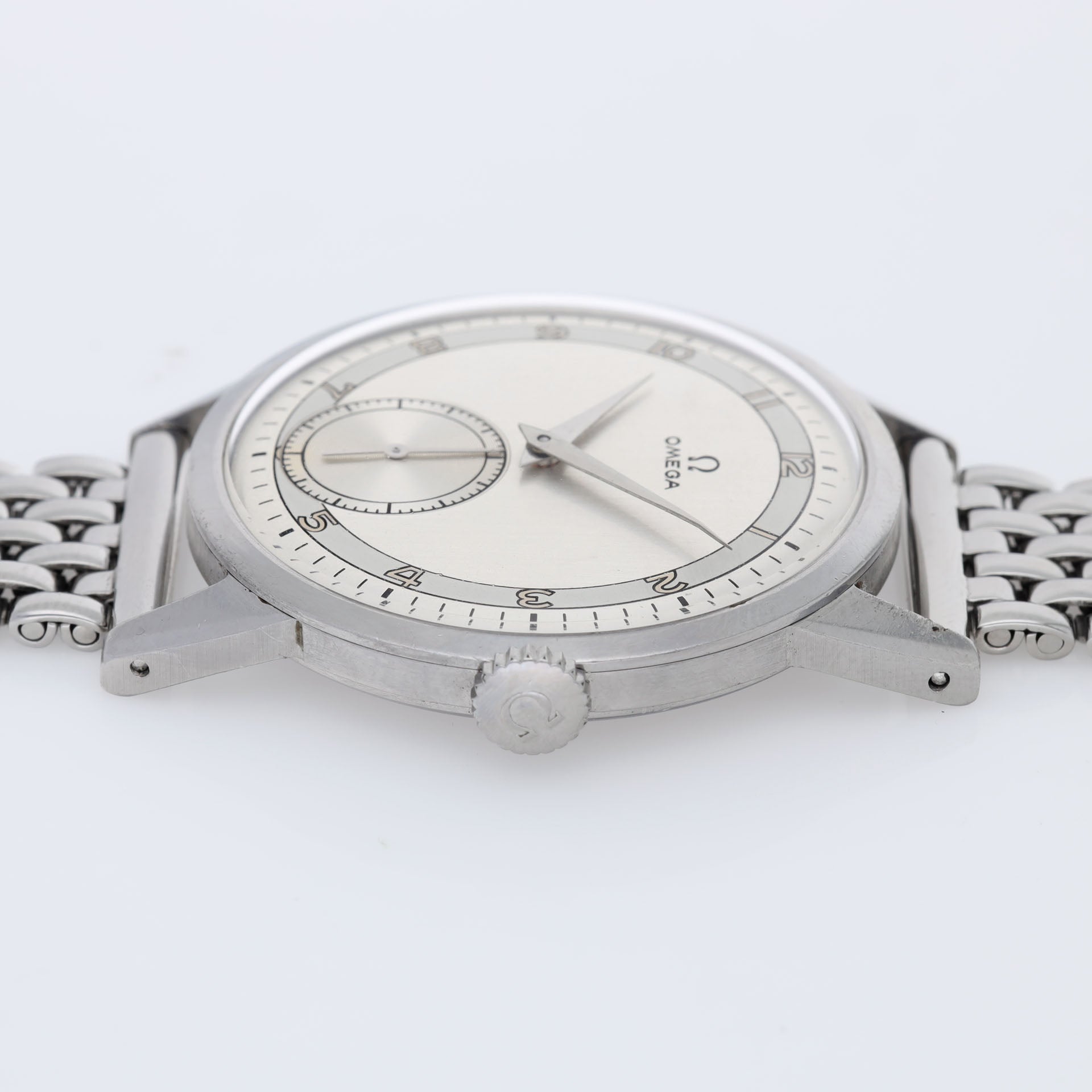 Omega 2272 2 Oversize Steel Dress Watch Two Tone Dial