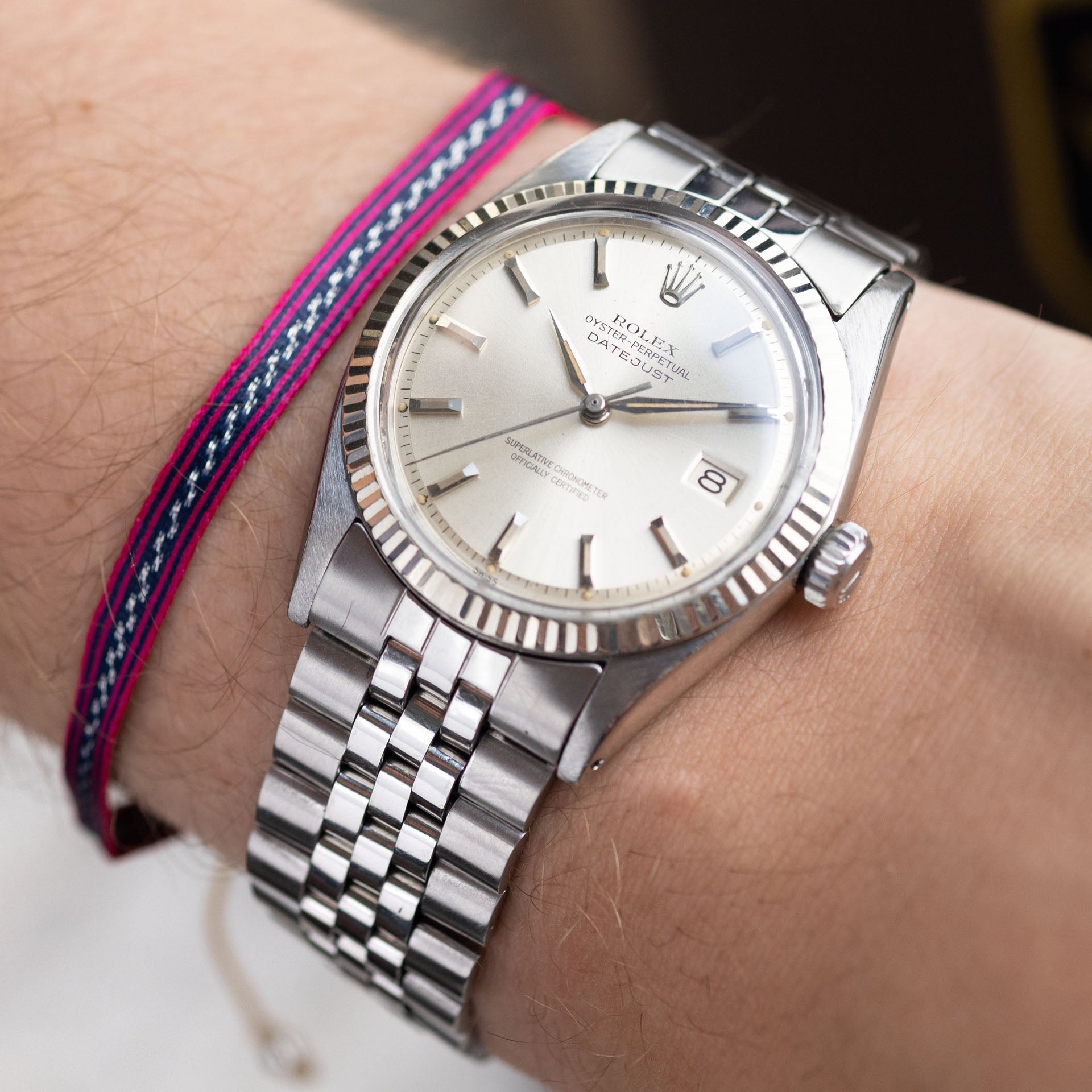Rolex Datejust 1601 Silver Dial White Gold Bezel