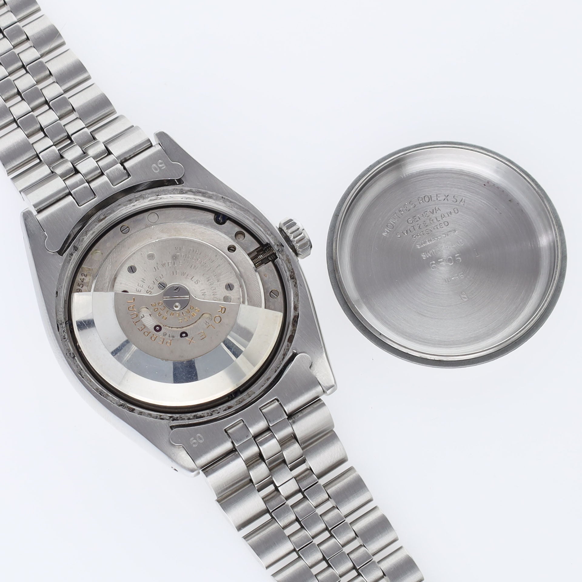 Rolex Datejust 6305 Ovettone Silver Dial with White Gold Bezel