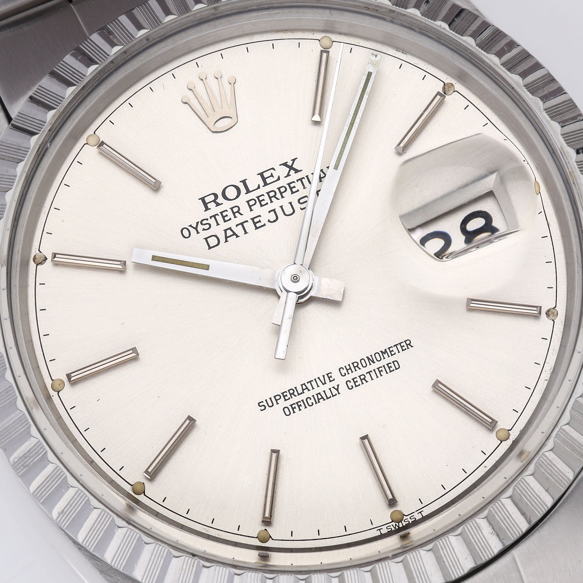Rolex Datejust 16030 Rare Silver Chapter Ring Dial