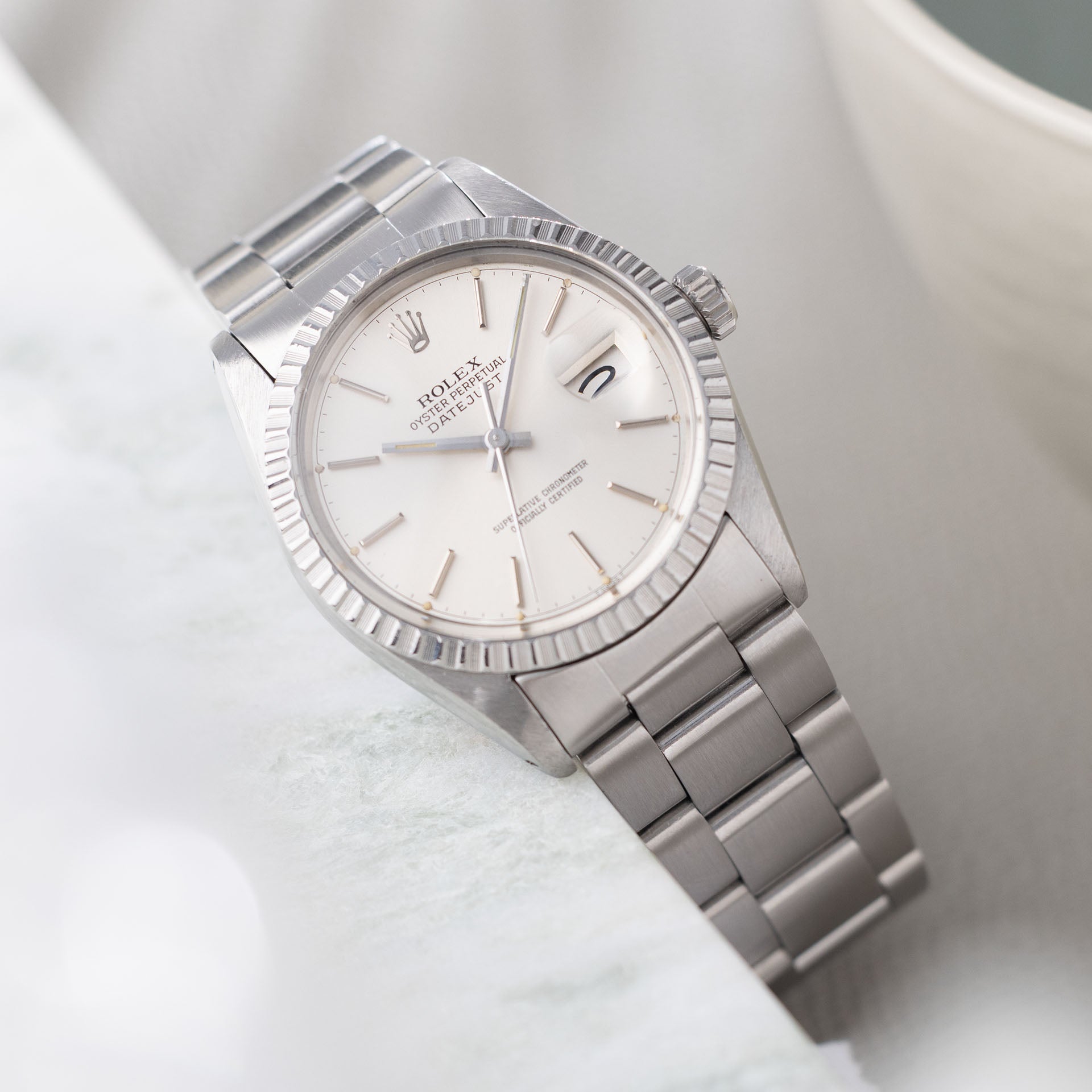 Rolex Datejust 16030 Rare Silver Chapter Ring Dial