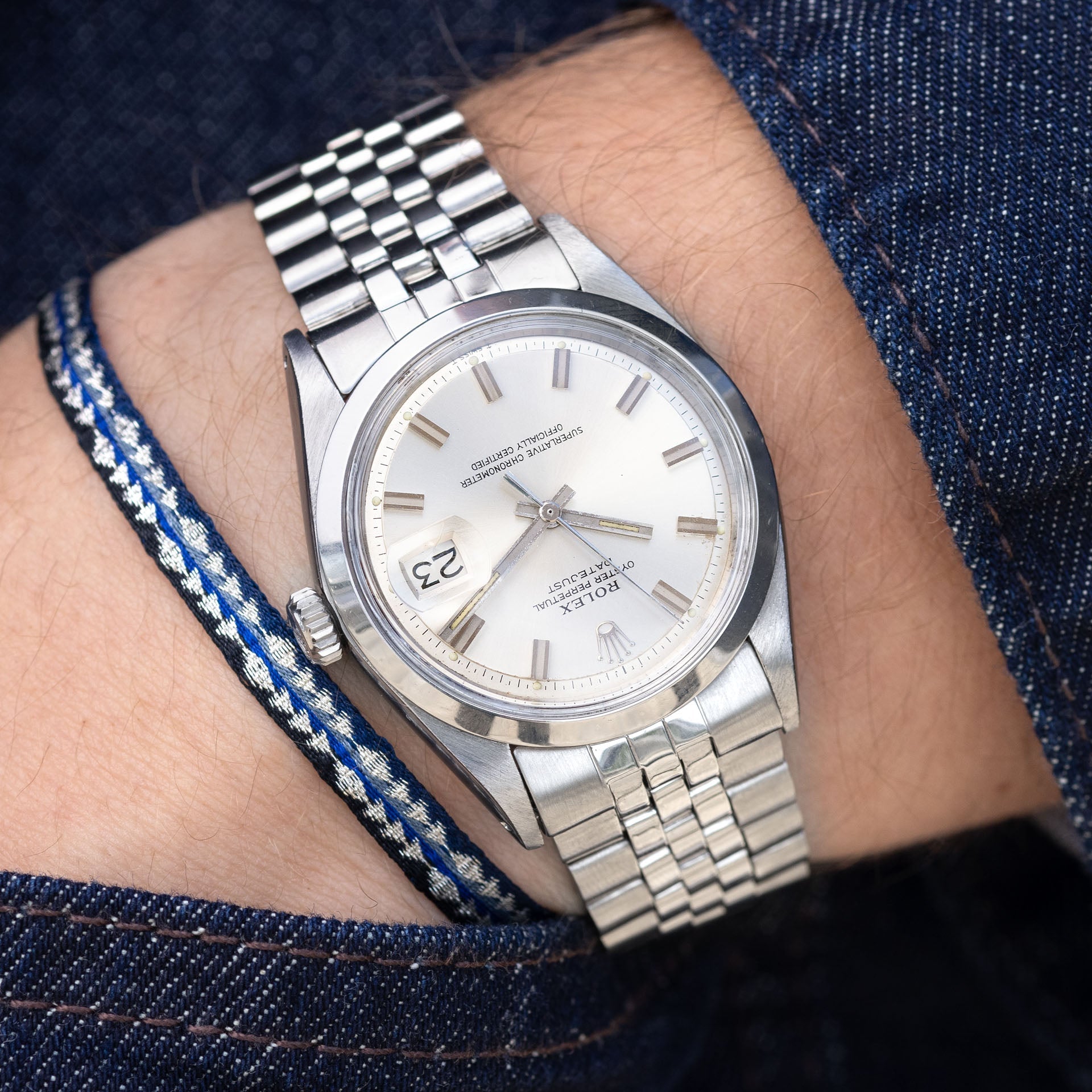 Rolex Datejust 1600 Silver Wide Boy Dial