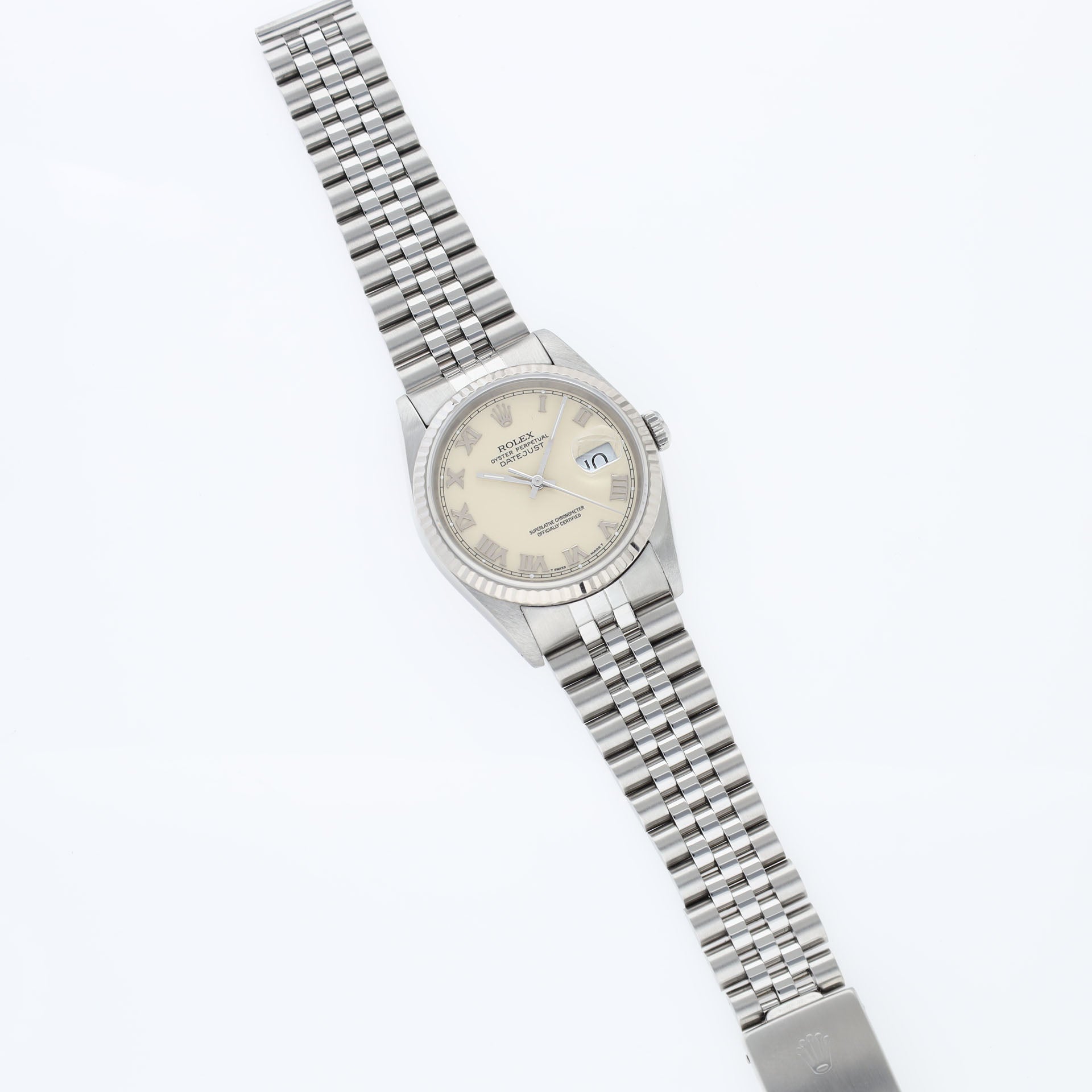 Rolex Datejust 16234 Cream Porcelain Dial Applied Roman Hours