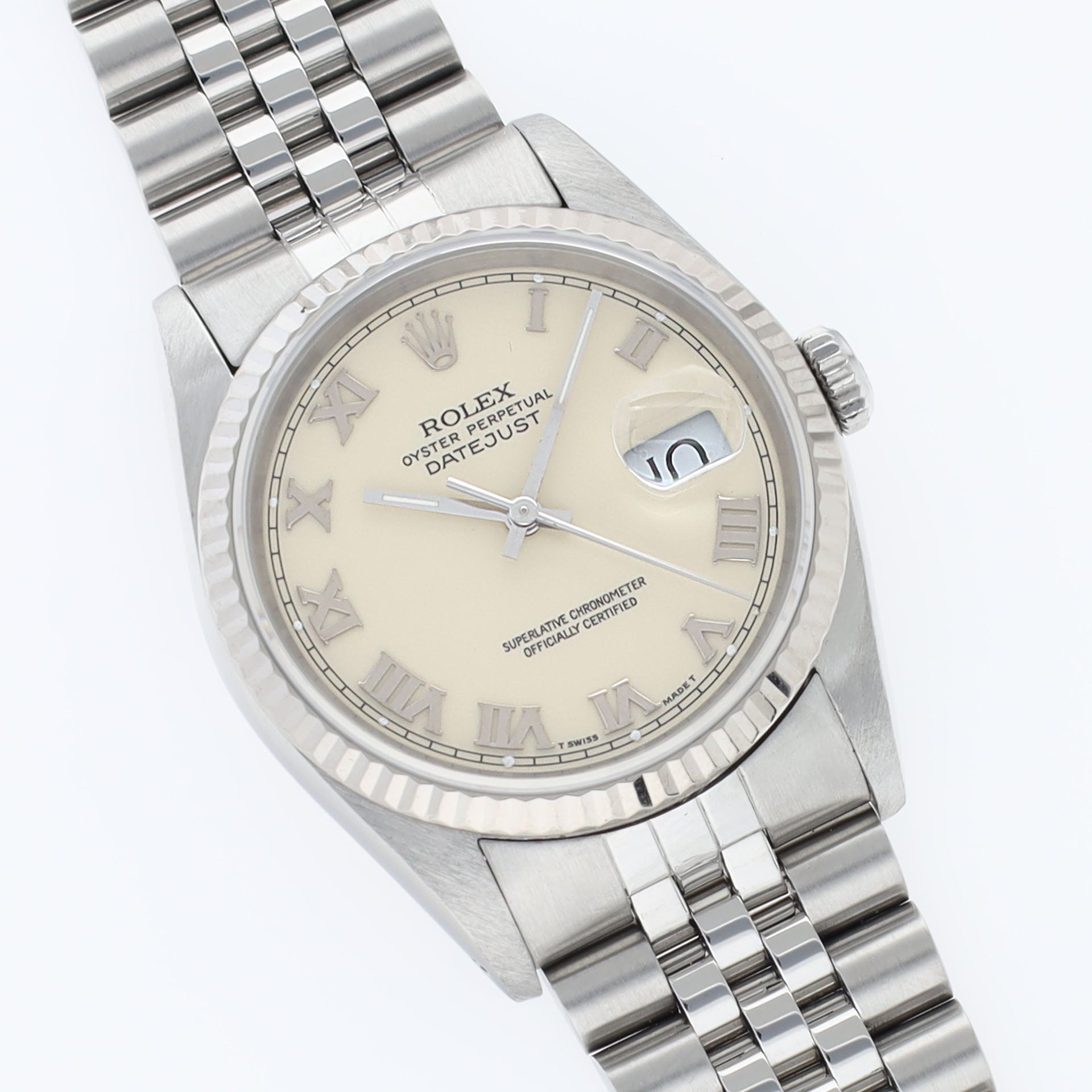 Rolex Datejust 16234 Cream Porcelain Dial Applied Roman Hours