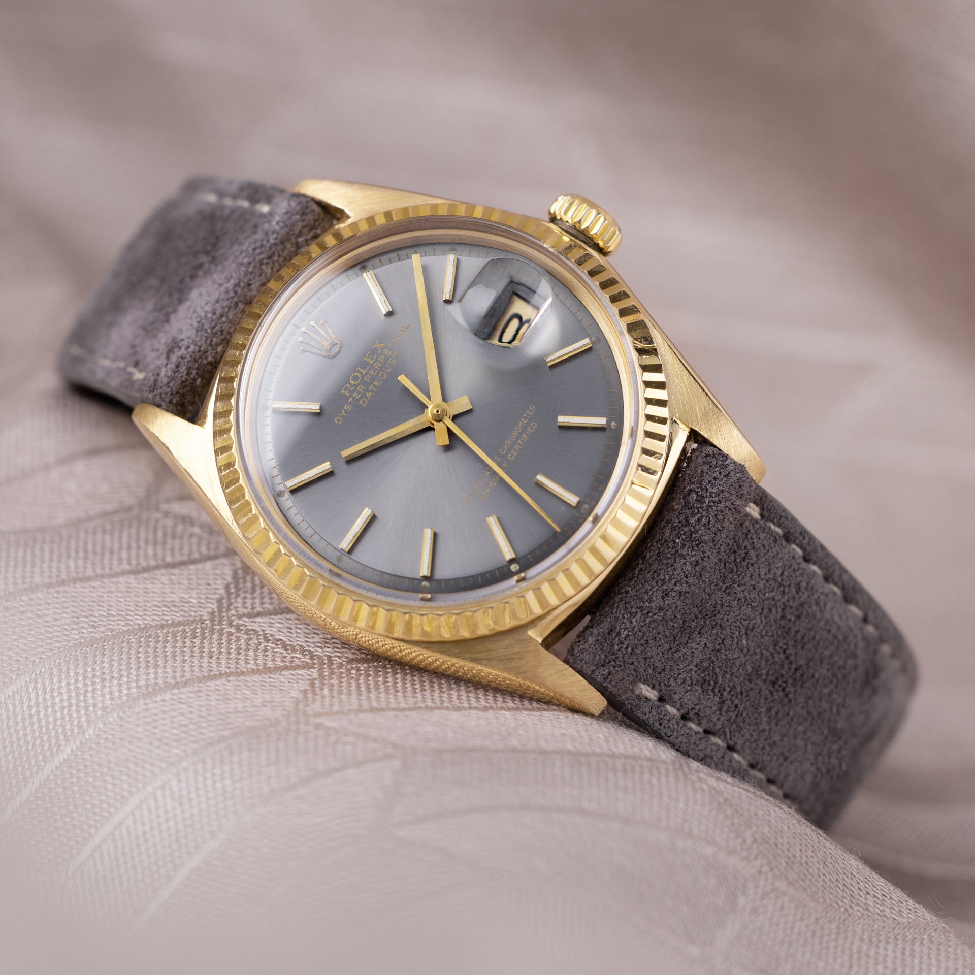 Rolex Datejust 1601 Yellow Gold with Grey Soleil Sigma Dial