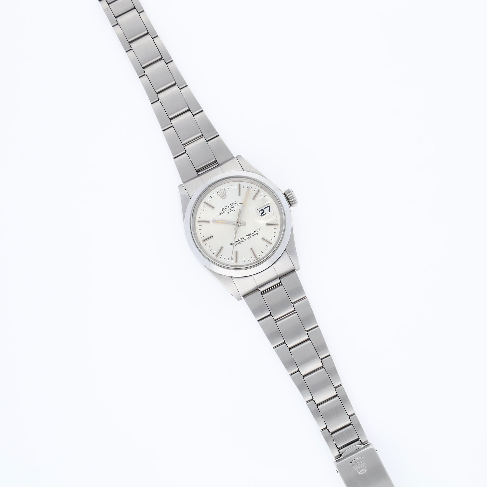 Rolex Oyster Perpetual Date 1500 Silver Soleil Dial 