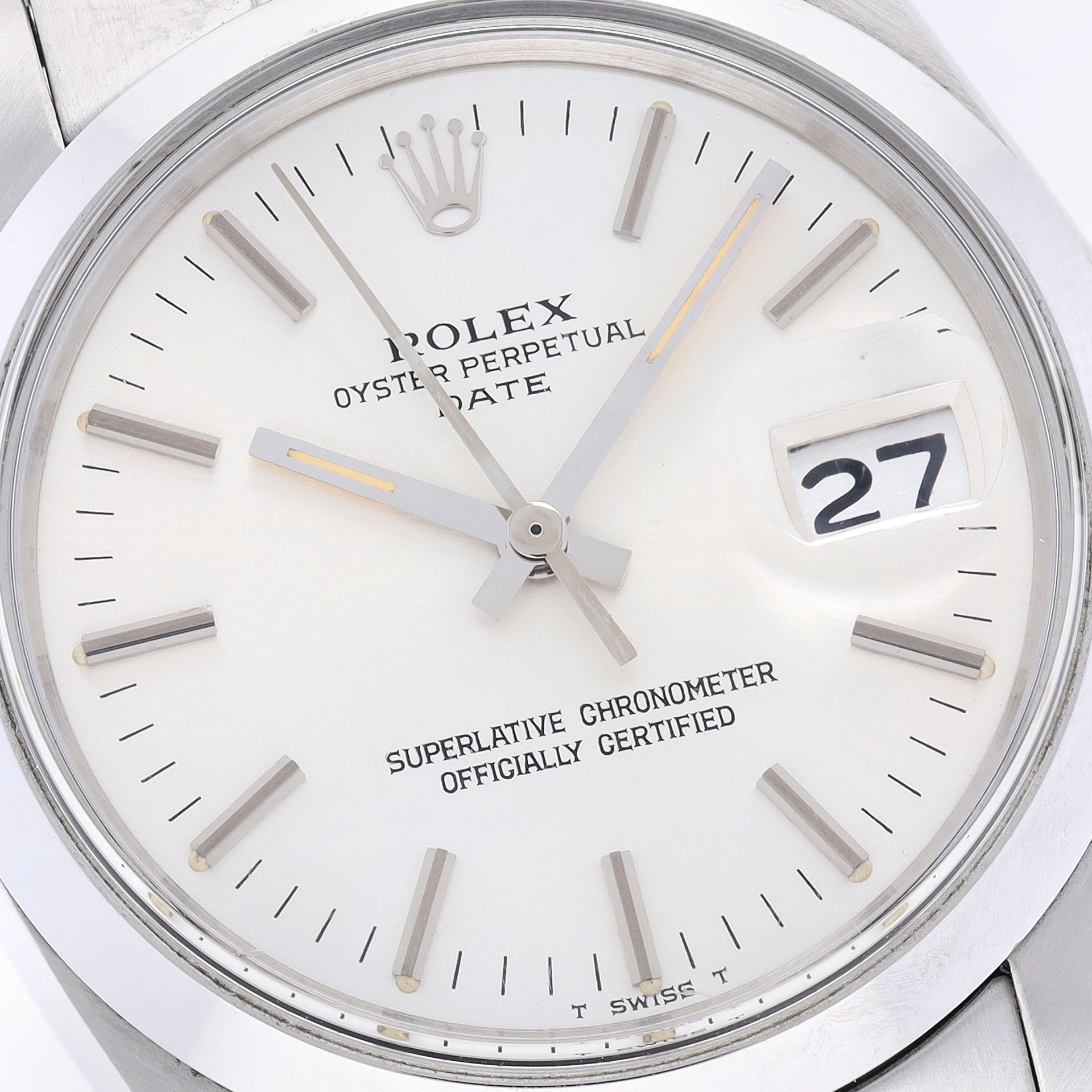 Rolex Oyster Perpetual Date 1500 Silver Soleil Dial 