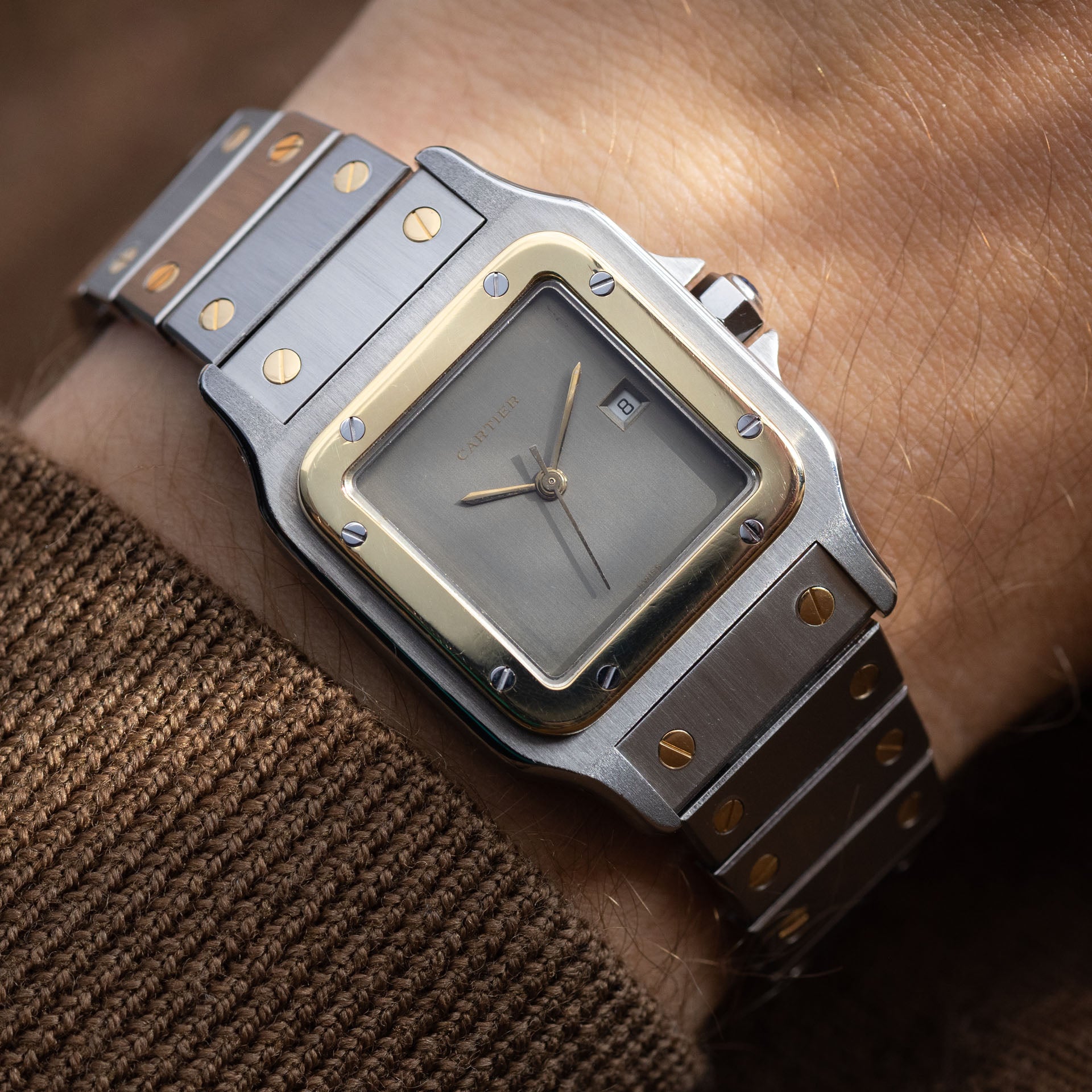 Cartier Santos 2961 Steel and Gold with Slate Grey Dial 