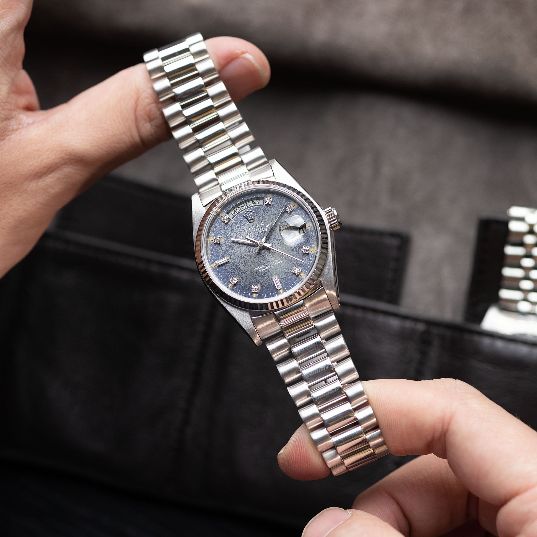 Rolex Day-Date ref. 18029 White Gold Blue Jeans Dial