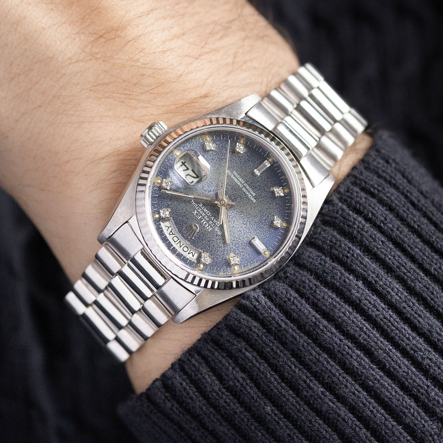 Rolex Day-Date ref. 18029 White Gold Blue Jeans Dial