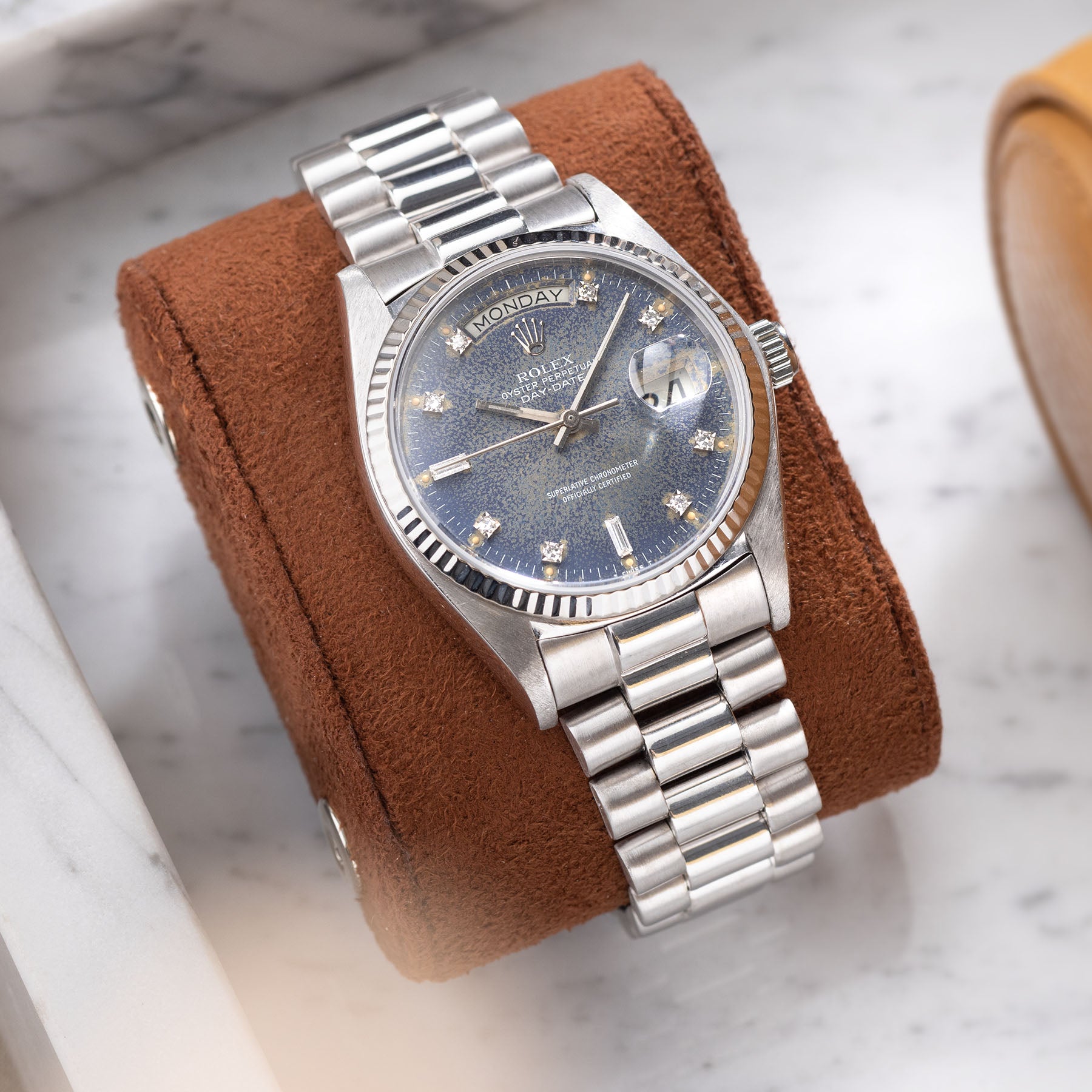 Rolex Day-Date ref. 18029 White Gold Blue Jeans Dial