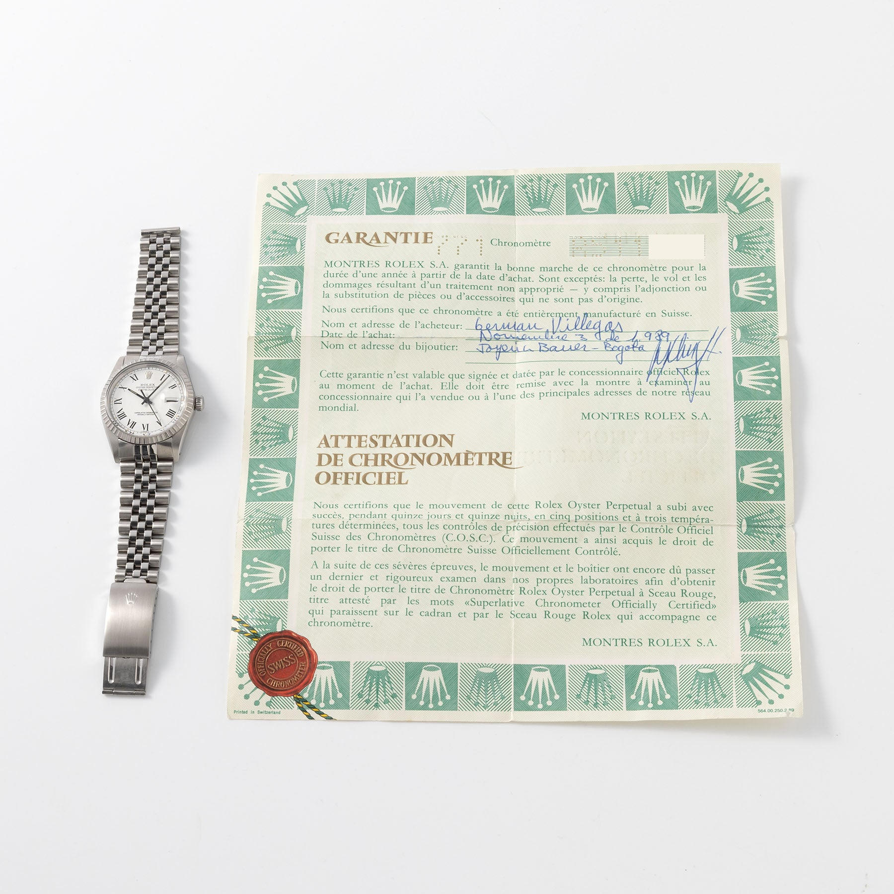 Rolex Datejust 16030 White Buckle Dial with Guarantee Papers