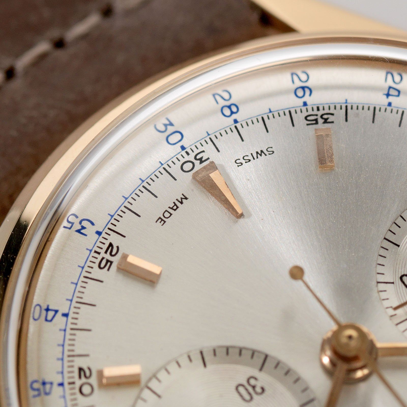 Certina Red Gold Pulsometer Chronograph Watch 1940s