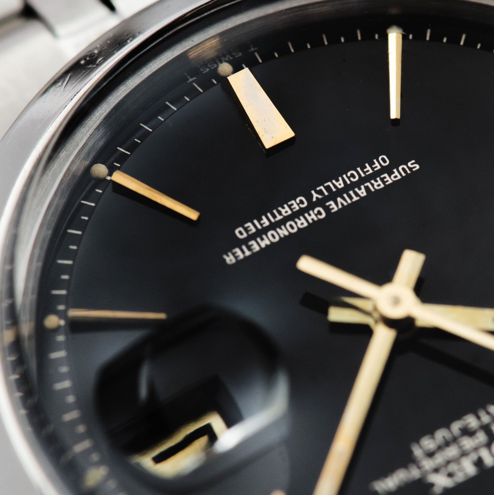 Rolex Datejust Glossy Gilt Black ‘Door Stop’ Dial 1600 