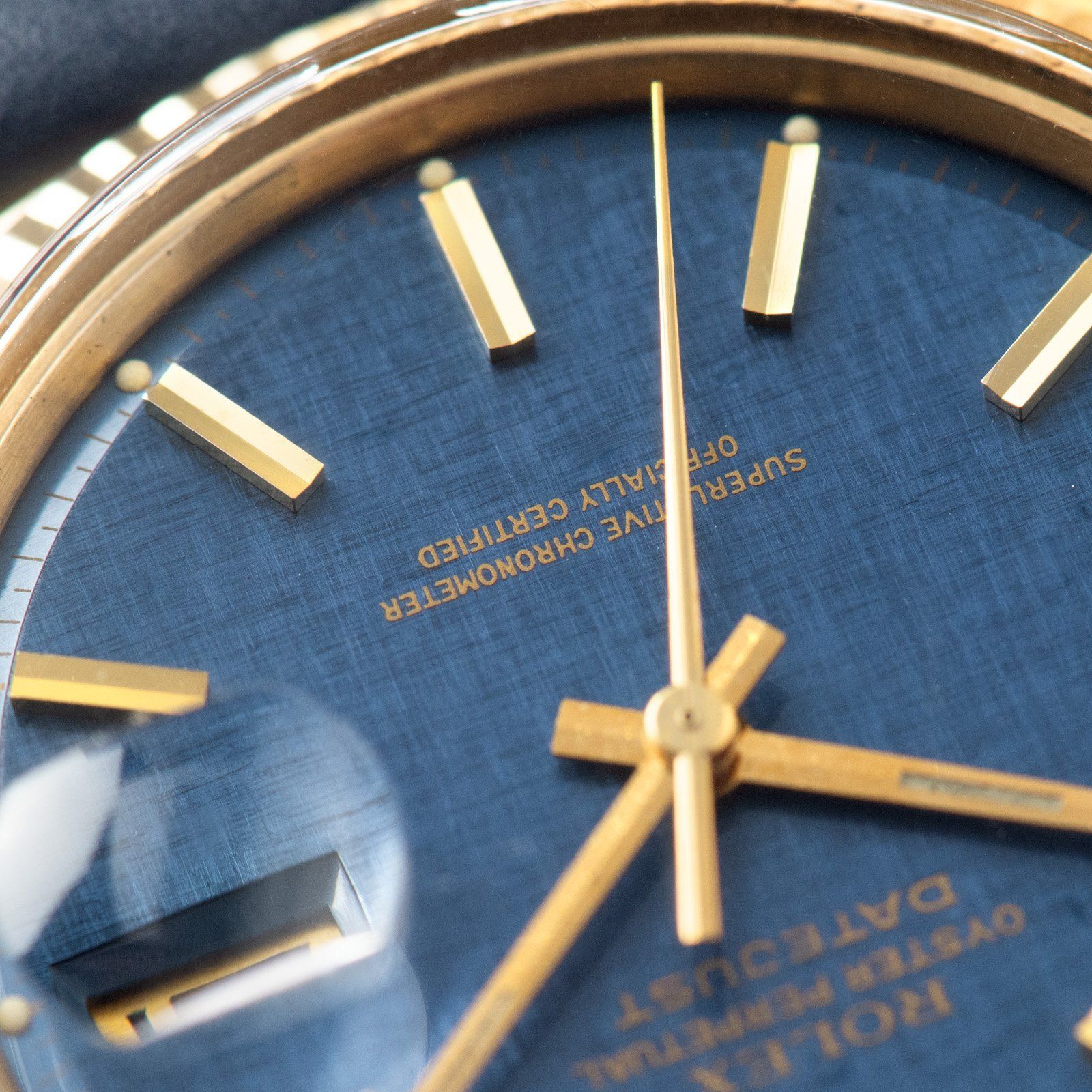 Rolex Datejust Yellow Gold 1601 Blue Linen Dial 