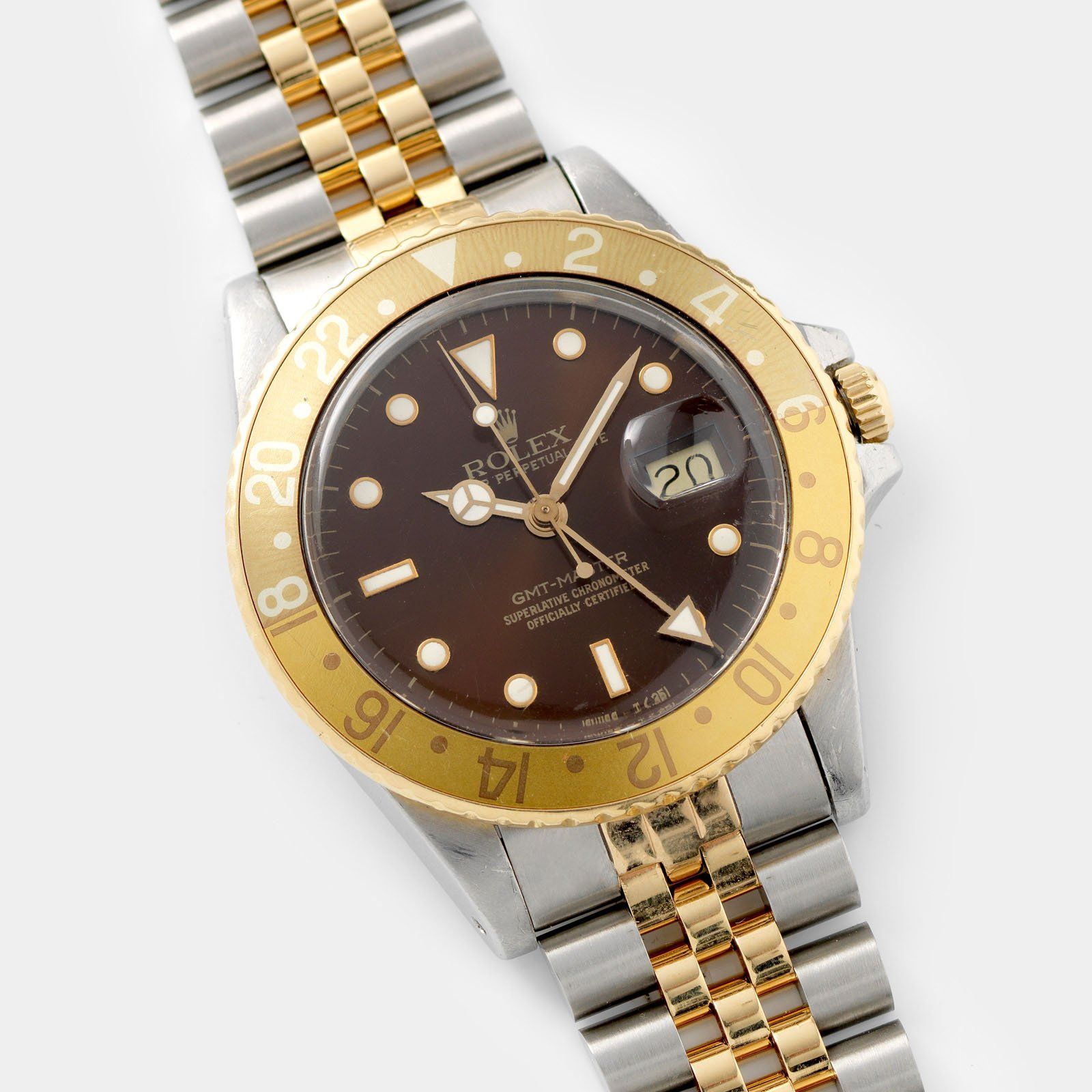 Rolex 16753 Brown Dial GMT Master Root Beer  on jubilee bracelet