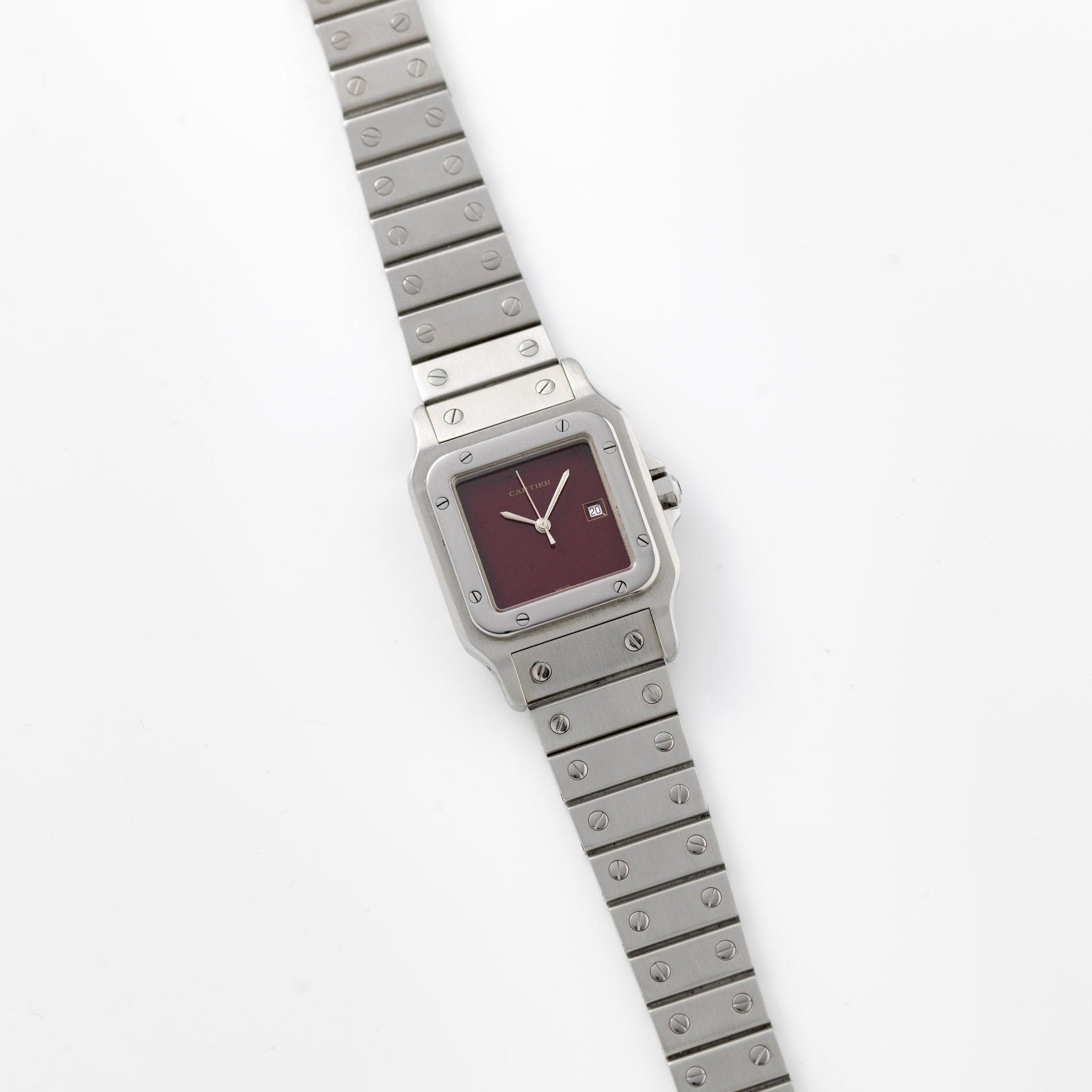 Cartier Santos Galbee Burgundy Lacquer Dial 