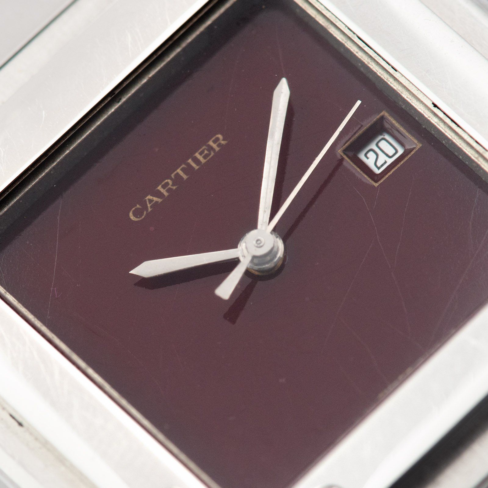 Cartier Santos Galbee Burgundy Lacquer Dial 