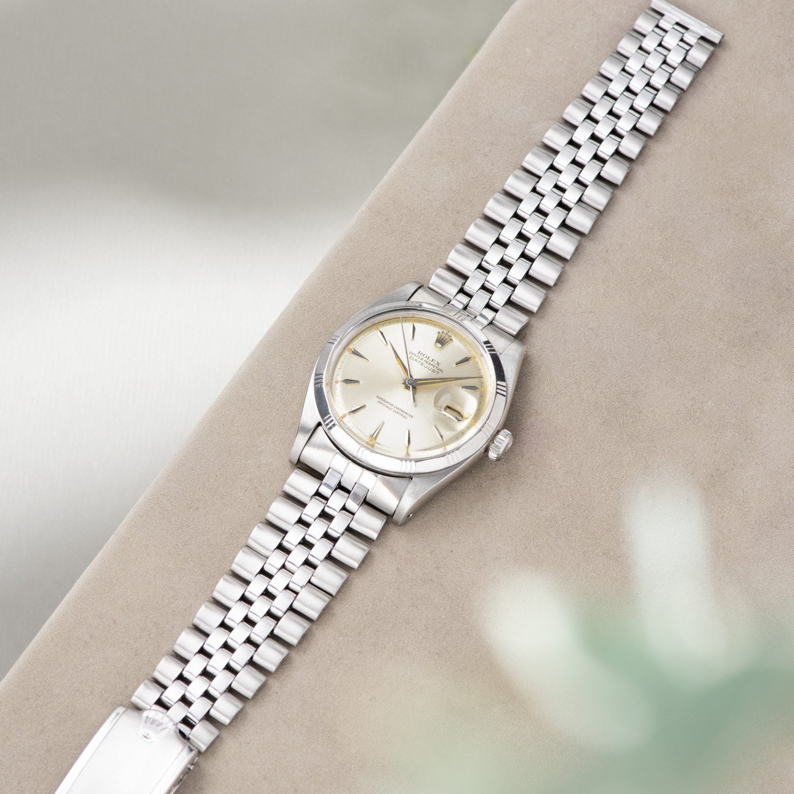 Rolex Datejust Silver Soleil Dial Rare Early 1603