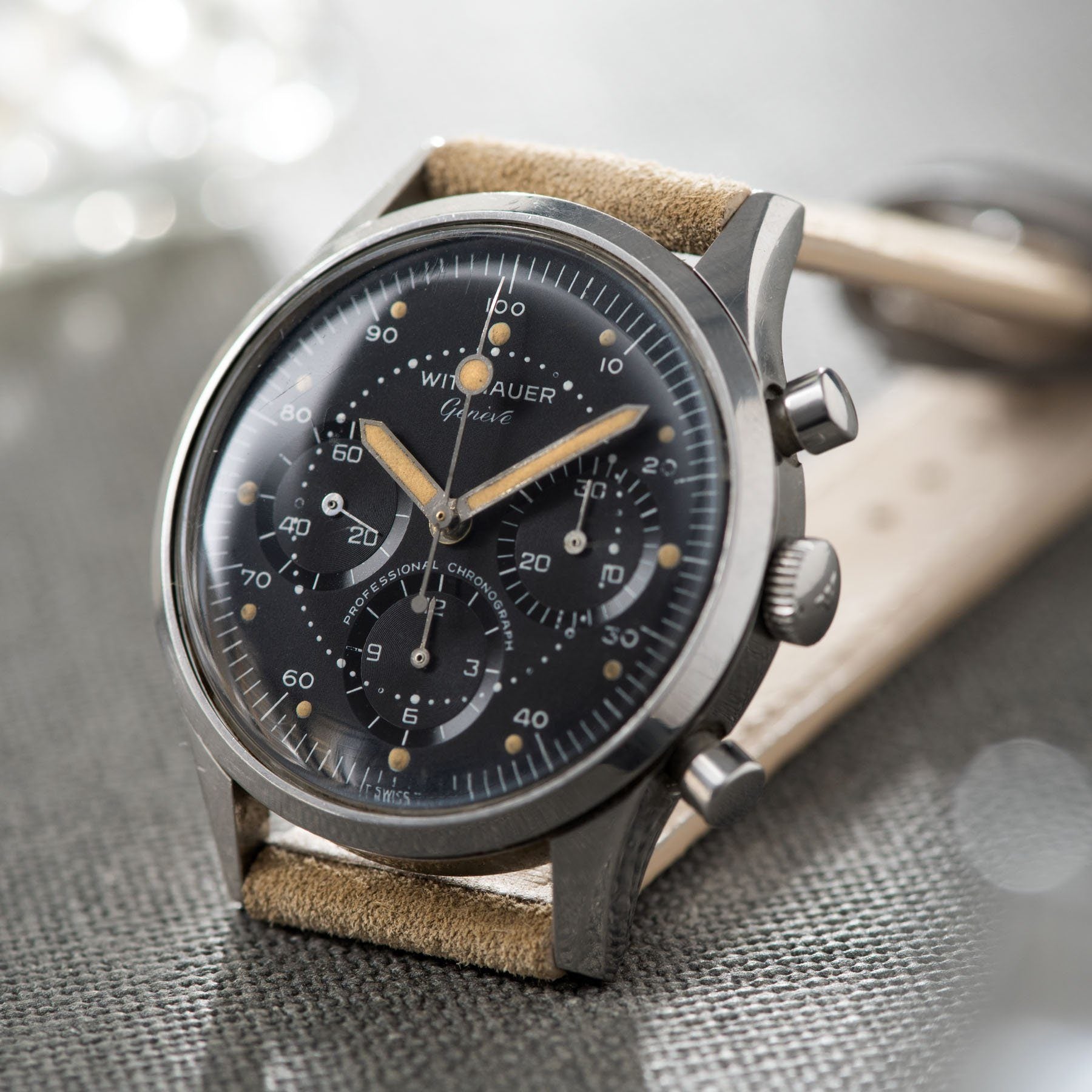 Wittnauer 242T Matte black Dial Steel Chronograph