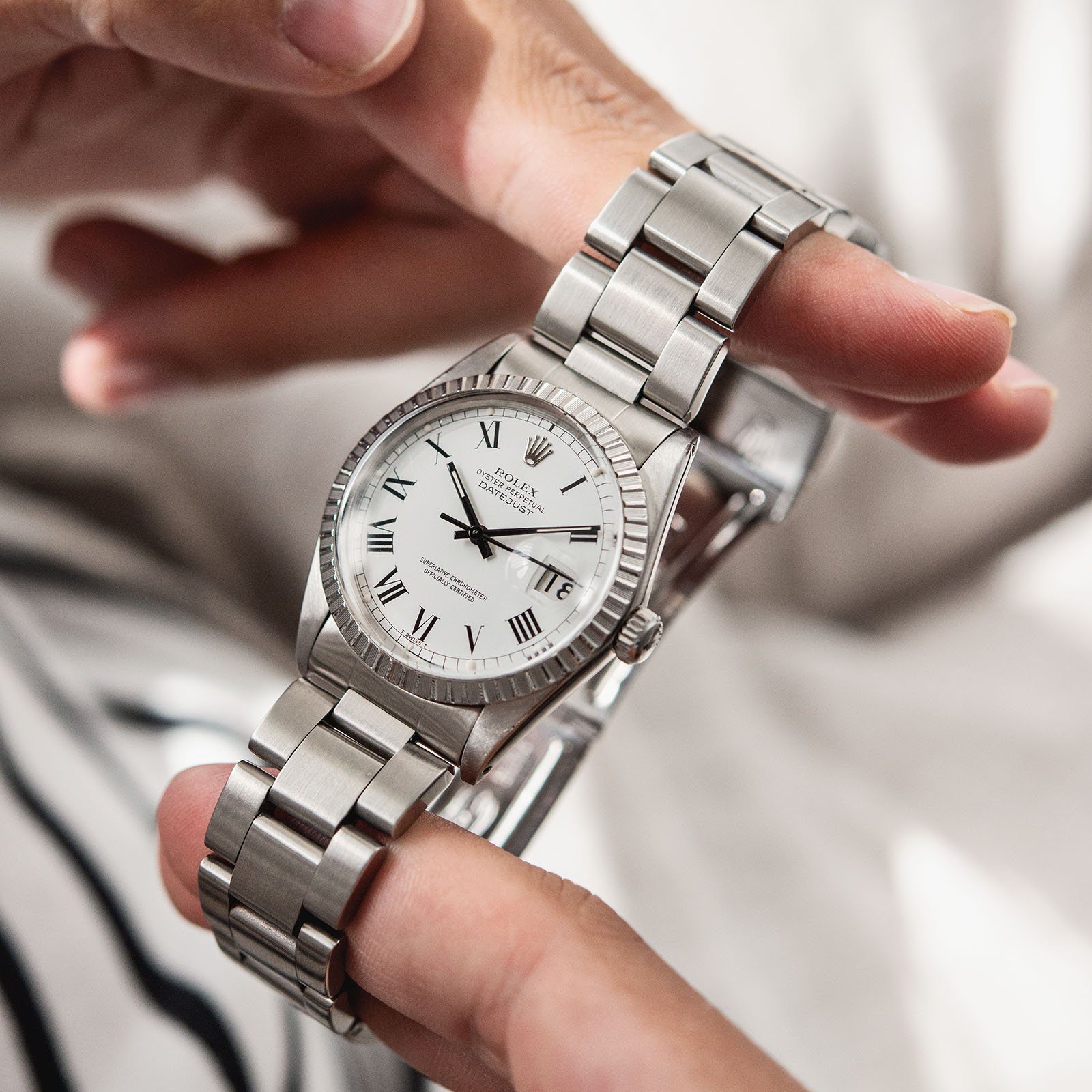 Rolex Datejust Reference 16030 White Buckley Dial on Oyster bracelet
