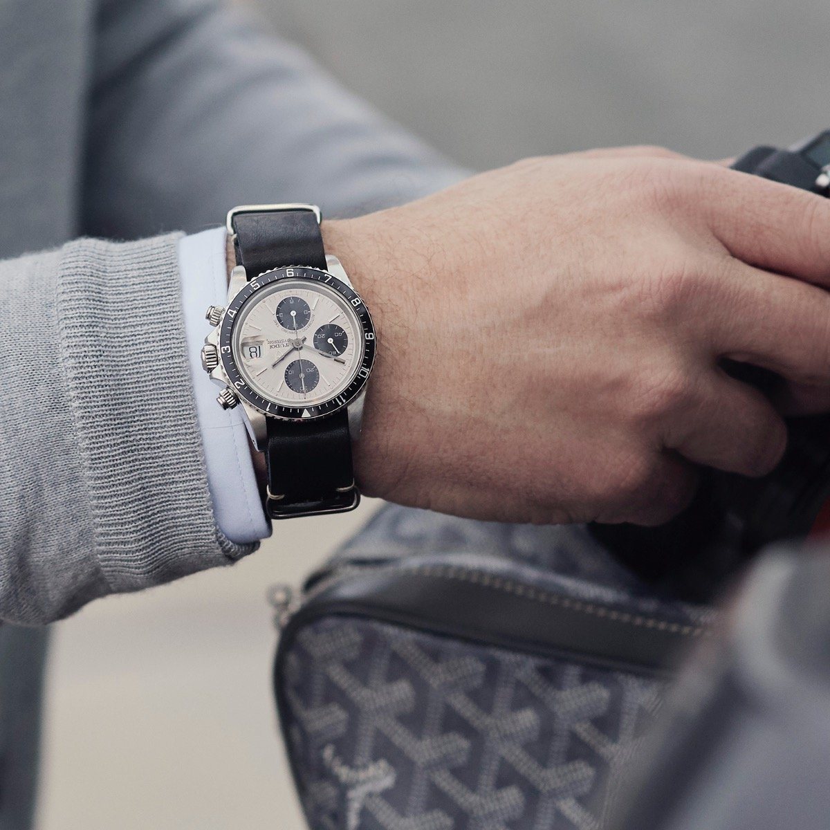 Tudor Black Nato Leather Watch Strap