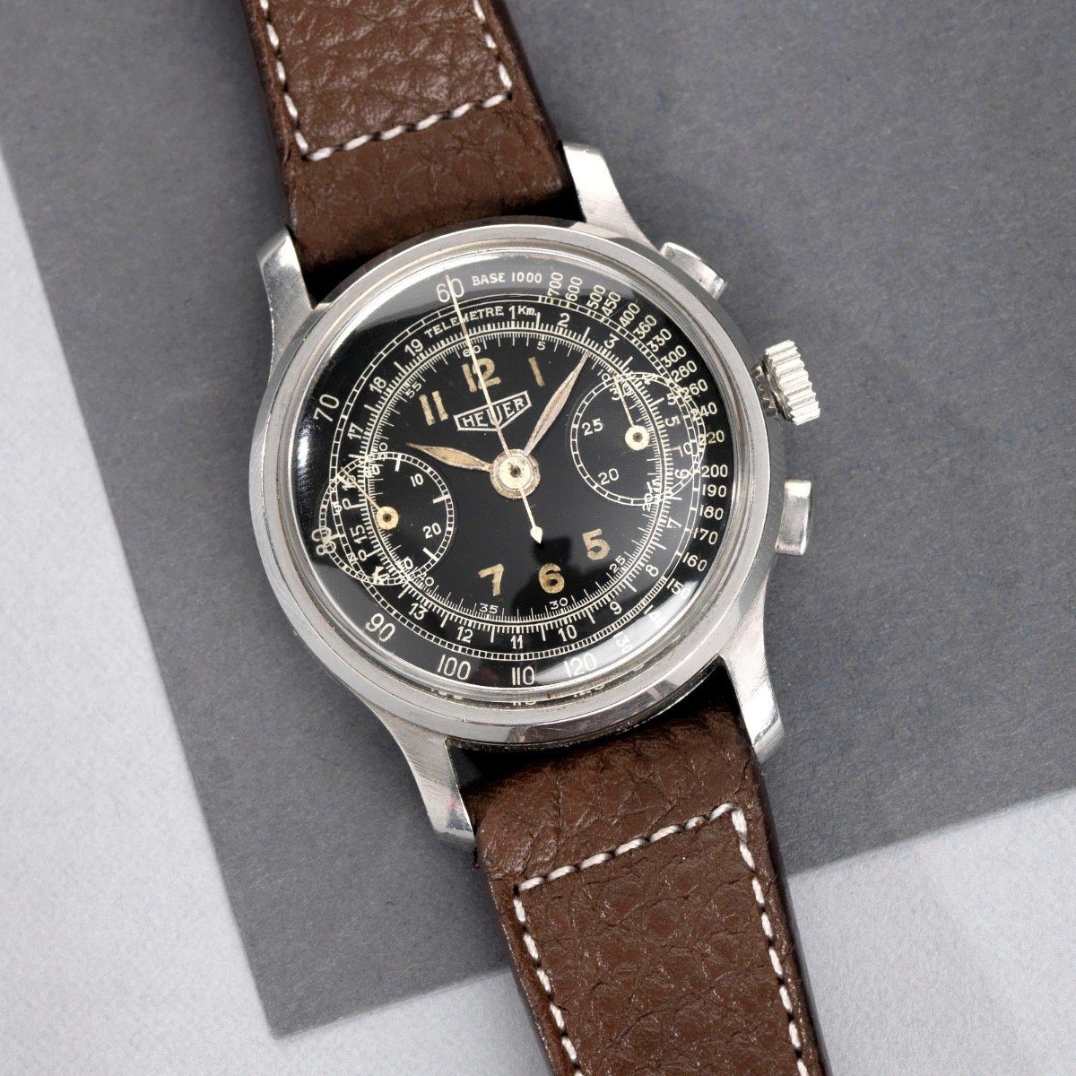 Heuer Chrono Ref 2403 1930s Dual Scale Gilt 